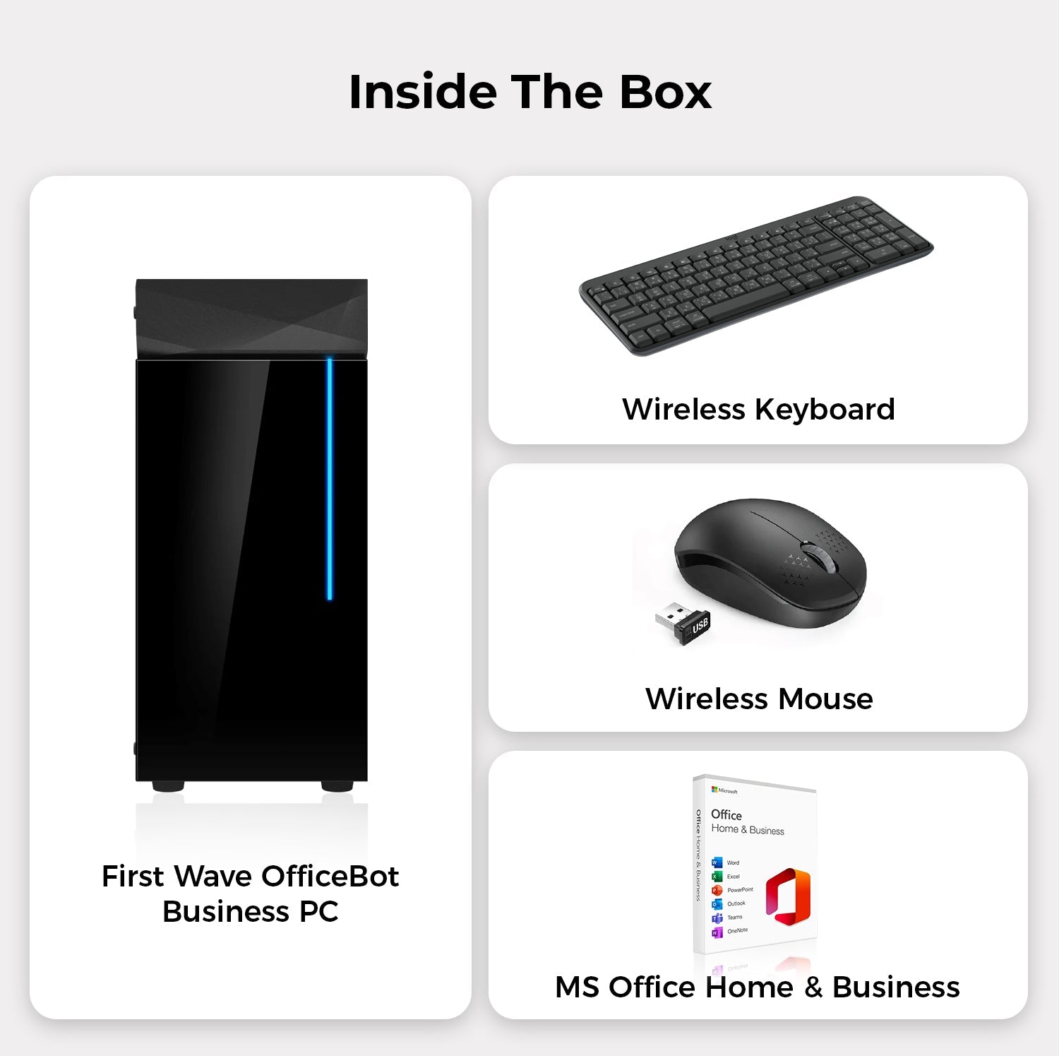 First Wave OfficeBot Business Desktop PC – 12th Gen Intel i7-12700 | DDR5 RAM | 1TB NVMe SSD + 1TB SATA SSD | WiFi | Windows 11 Pro | 3 Year Warranty | Includes MS Office & Keyboard & Mouse