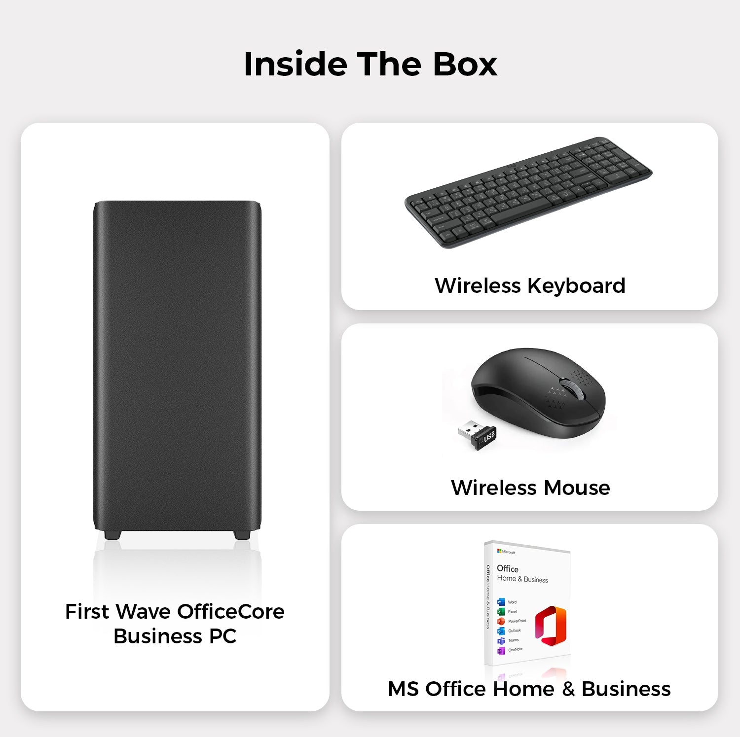 First Wave OfficeCore Business Desktop PC – 13th Gen Intel i7-13700 | DDR5 RAM | 1TB NVMe SSD + 1TB SATA SSD | WiFi | Windows 11 Pro | 3-Year Warranty | Includes MS Office & Keyboard & Mouse