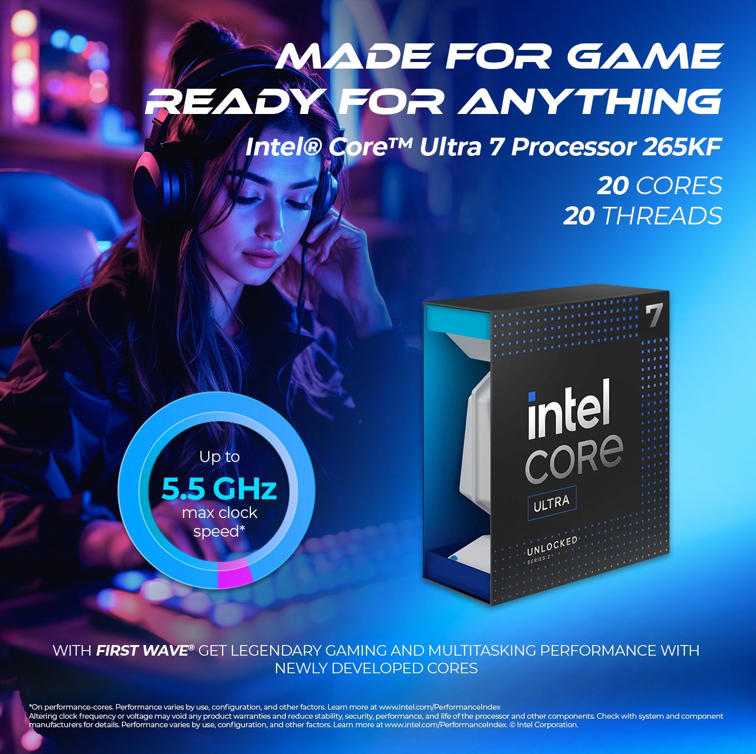 First Wave IceBreaker Gaming PC – Intel Core Ultra 7 - 265KF, 8GB RTX 5050 Graphics, DDR5 RGB RAM, 1TB NVMe SSD , WiFi, ARGB Cooling, Windows 11 Pro, 2Y Warranty