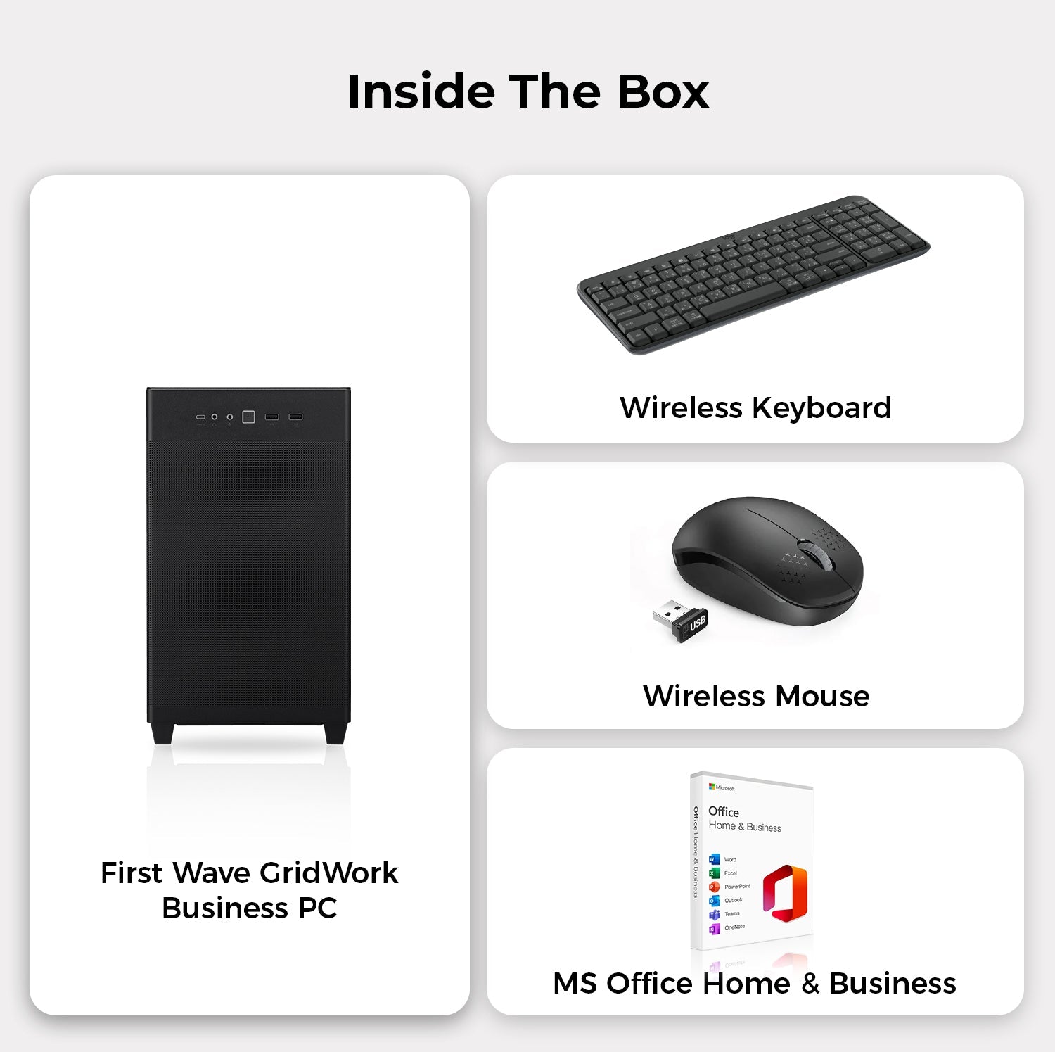 First Wave GridWork Business Desktop PC – Ryzen 7 5700G 8-Core | DDR5 RAM | 1TB NVMe SSD + 1TB SATA SSD | WiFi | Windows 11 Pro | 3–Year Warranty | Include MS Office, Keyboard & Mouse