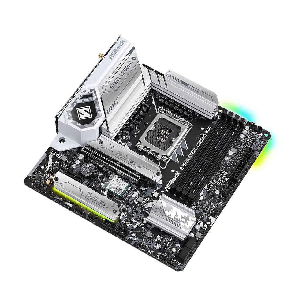 ASROCK B760M Steel Legend WiFi D5 mATX Motherboard – Intel 12th/13th Gen, DDR5, PCIe 5.0, Wi-Fi 6, 2.5G LAN, RGB Sync