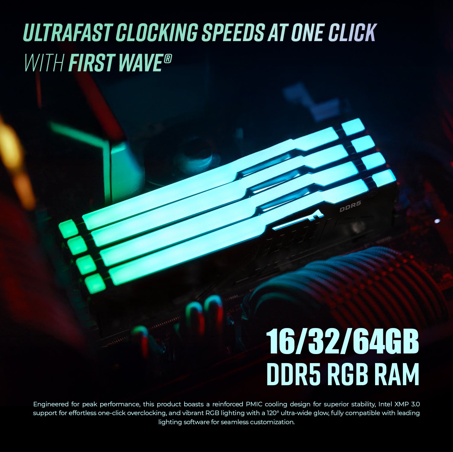First Wave Ironclad Gaming PC – Intel Core i5-14th Gen, RTX 5060 8GB, 16,32,64GB DDR5 6000MHz RGB, 1TB NVMe Gen4 SSD, ASUS PRIME B760M-A WiFi, 240mm Liquid Cooler, 750W Modular PSU, XPG Starker Black Mid-Tower Case