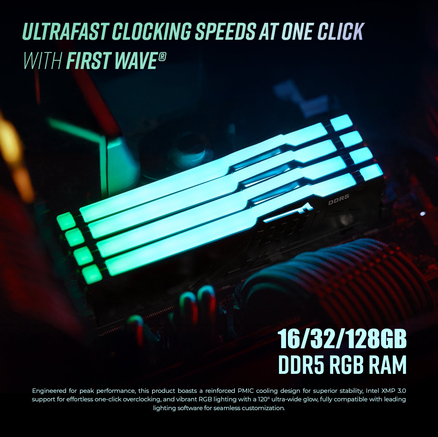 First Wave Dominion-X Gaming PC – Ryzen 5 7600 Desktop, RX 7600 8GB Graphics, 16,32,64GB DDR5 6000MT/s RAM, 1TB NVMe Gen4 SSD + 1TB SATA SSD, 240mm Liquid Cooler, 750W Modular PSU, ATX Gaming Case
