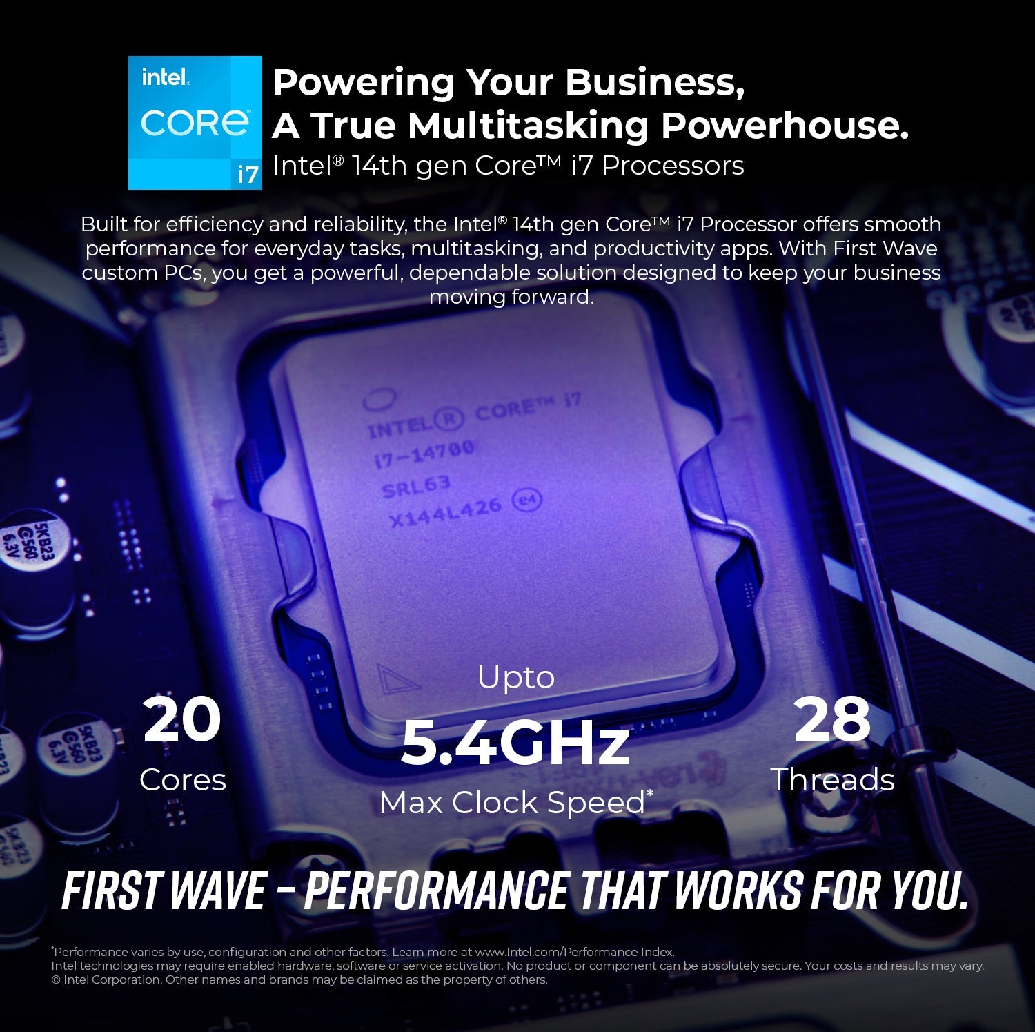 First Wave Exec Node Business Desktop PC – 14th Gen Intel i7 14700, RAM, 1TB NVMe SSD + 1TB SATA SSD, Windows 11 Pro | 3-Year Warranty | Include MS Office, Keyboard & Mouse - Ideal for Office Use