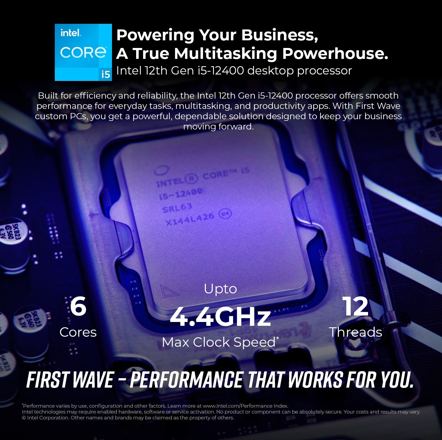 First Wave Taskform Business Desktop PC – 12th Gen Intel i5-12400, DDR5 RAM, 1TB NVMe SSD, WiFi, Windows 11 Pro, 3-Year Warranty, Includes Latest MS Office Home & Business, Keyboard & Mouse