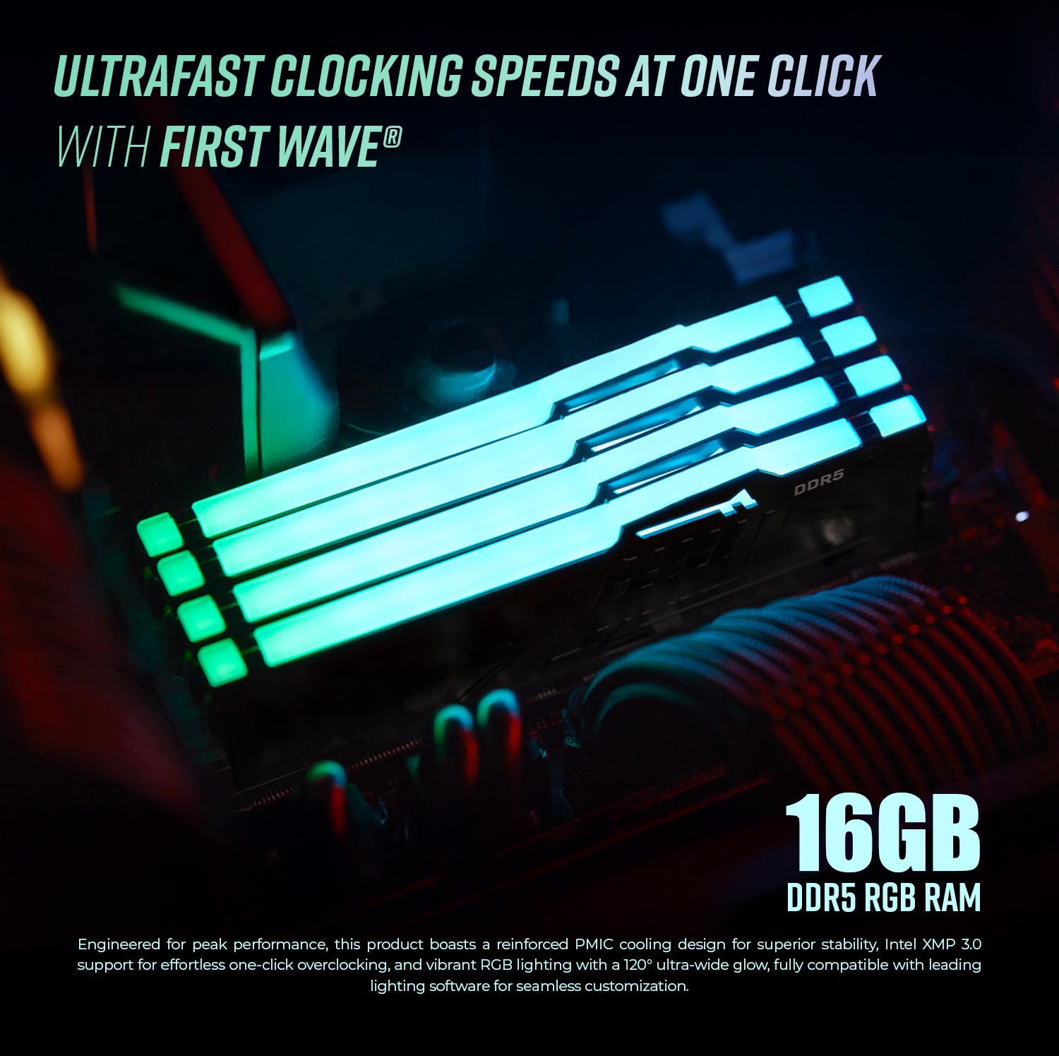 First Wave HoloStream Gaming PC – Intel Core Ultra 7 265KF, RTX 5060 8GB, 16,32,64GB DDR5 6000MHz, 1TB NVMe Gen4 SSD + 1TB SATA SSD, 240mm Liquid Cooler, 750W Modular PSU, Mid-Tower ARGB Gaming Case