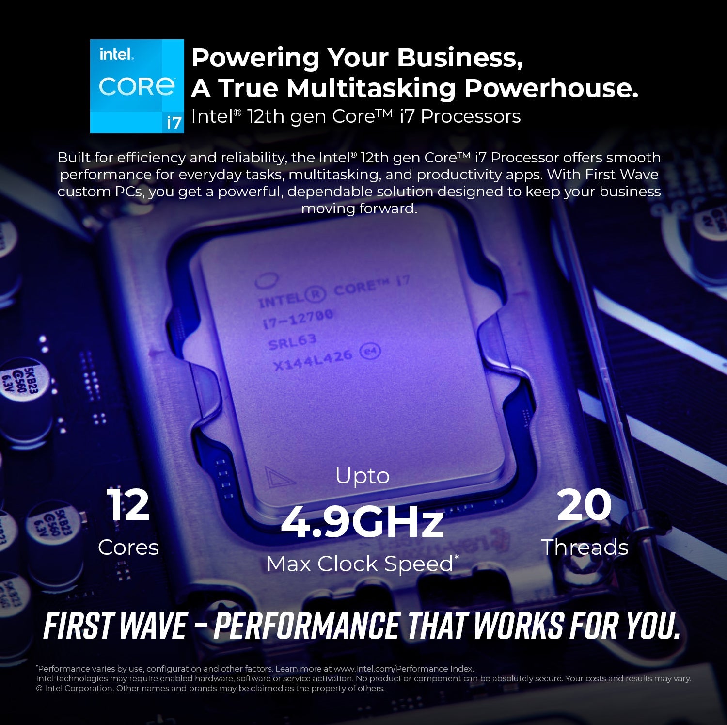 First Wave OfficeBot Business Desktop PC – 12th Gen Intel i7-12700 | DDR5 RAM | 1TB NVMe SSD + 1TB SATA SSD | WiFi | Windows 11 Pro | 3 Year Warranty | Includes MS Office & Keyboard & Mouse