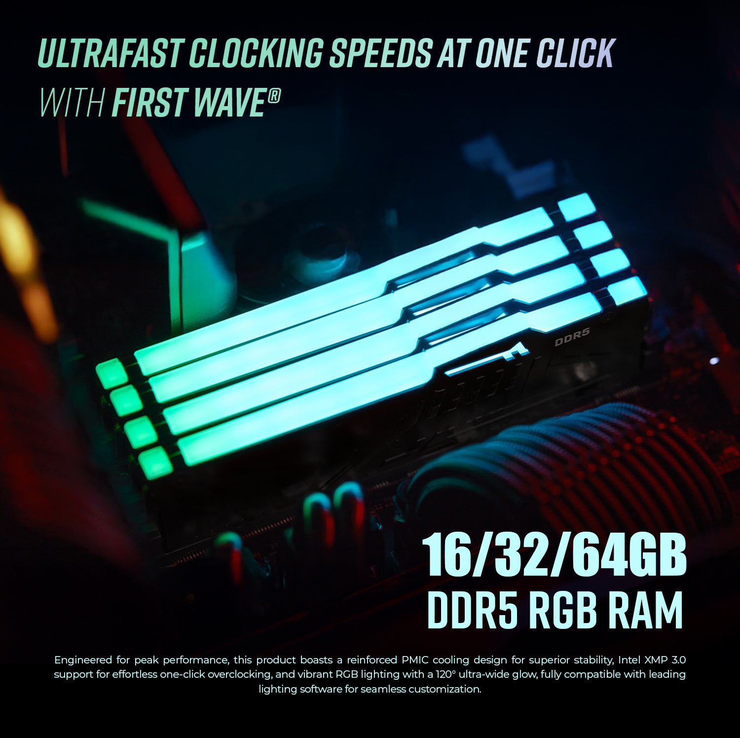 First Wave Warborn Gaming PC – Ryzen 5 7600X Desktop, RTX 5060 8GB Graphics, 16,32,64GB DDR5 6000MT/s RAM, 1TB NVMe SSD, 240mm Liquid Cooler, 750W Modular PSU, Compact ARGB Gaming Case