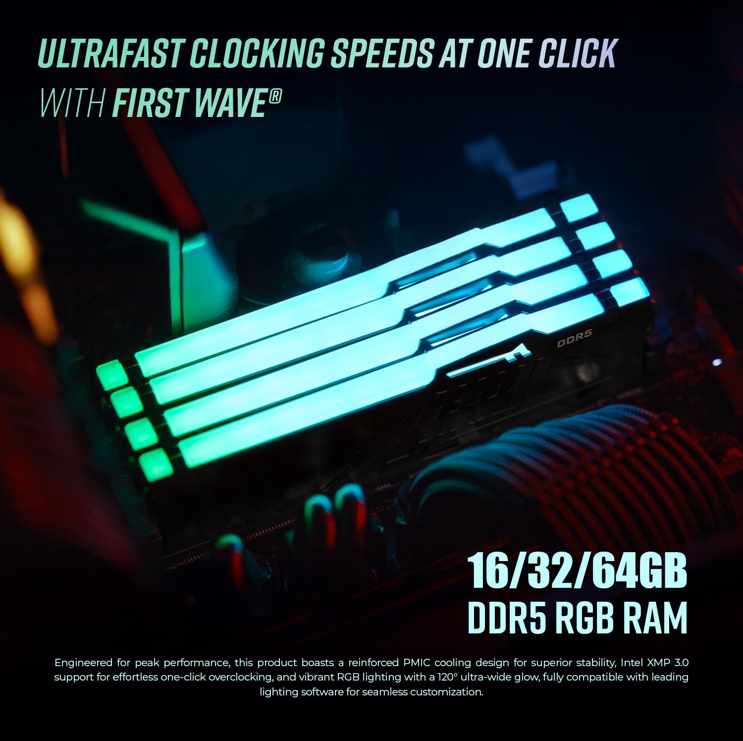 First Wave SurgeBreaker Gaming PC – Ryzen 7 9700X Processor, RX 7800 XT   GPU, 16,32,64GB DDR5 6000MT/s RAM, 1TB NVMe Gen4 SSD, 360mm Liquid Cooling, 750W Modular PSU, Blade Elite ATX Gaming Case