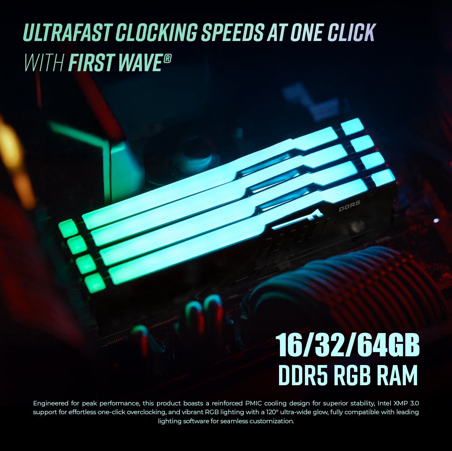 First Wave Reaper Gaming PC – Ryzen 7 7700 Desktop, RX 7600 8GB GPU, 16,32,64GB DDR5 6000MT/s RAM, 1TB NVMe Gen4 SSD, 360mm Liquid Cooler, 750W Modular PSU, HYTE Y40 Tempered Glass Case