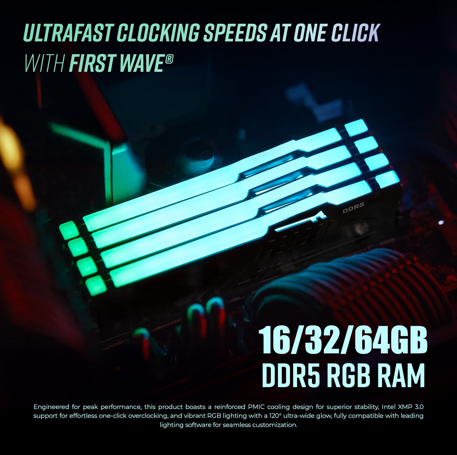 First Wave Warcry Gaming PC – Intel Core i9-14th Gen, RTX 5070 Ti 8GB, 16,32,64GB DDR5 6000MHz, 1TB NVMe Gen4 SSD, 360mm Liquid Cooler, Fully Modular PSU, Black/White Gaming Case