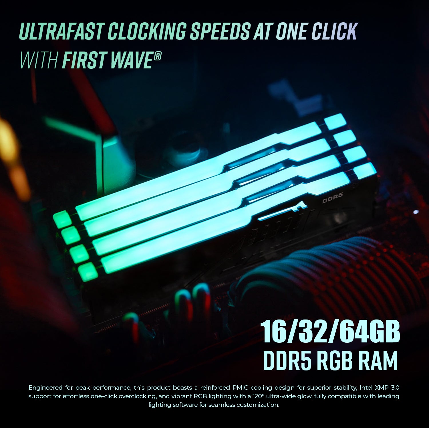 First Wave Nitro Wolf Gaming PC – Intel Core i7 14th Gen, RTX 5060 8GB, 16,32,64GB DDR5 6000MHz, 1TB NVMe Gen4 SSD, 240mm Liquid Cooler, 750W Modular PSU, Black Gaming Case