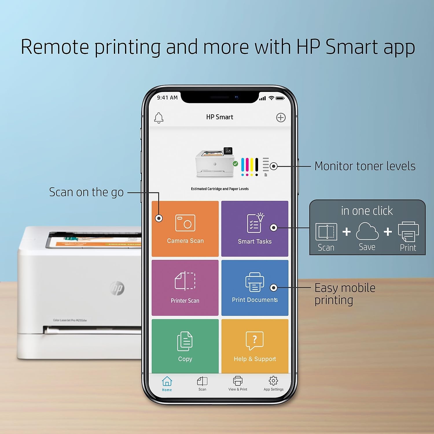 HP Color LaserJet Pro M255dw Wireless Laser Printer – Remote Mobile Print (7KW64A)