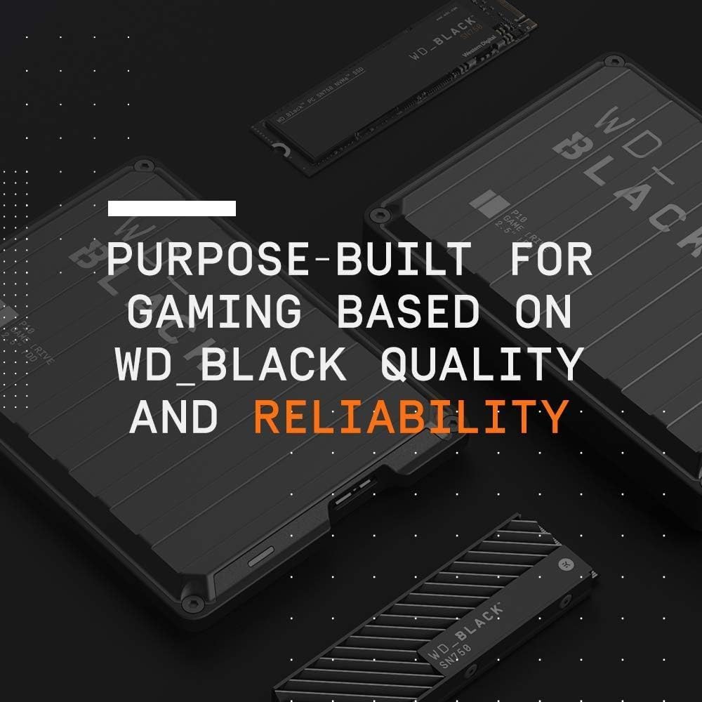 WD_Black 4TB P10 Gaming Hard Drive - Includes External HDD Pouch + 8GB Flash Drive, Compatible With PS5/PS4, Gaming Consoles, Xbox One, PC, Mac - 3 Years Warranty (WDBA3A0040BBK)