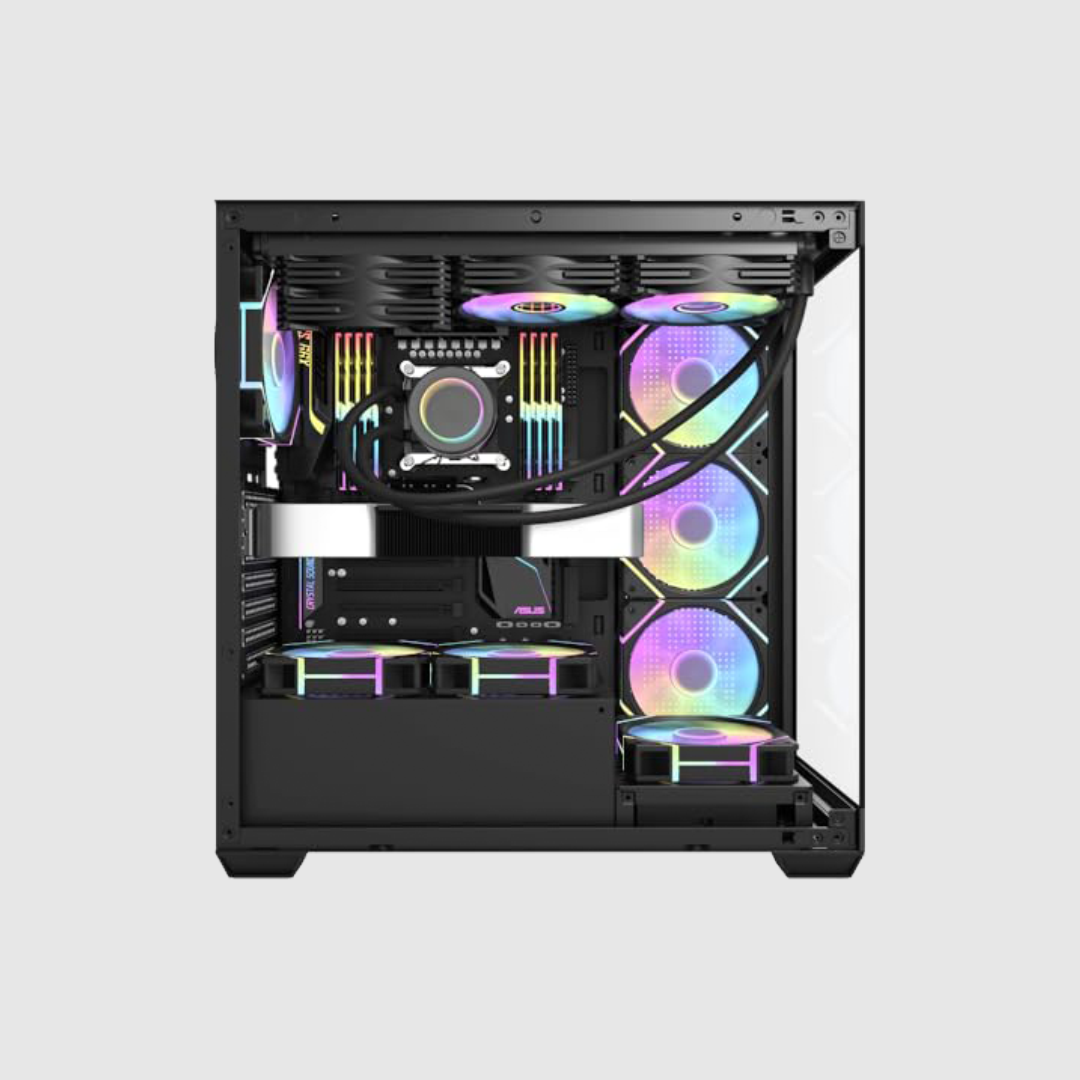 1st Wave DS900 Workstation PC - Intel Core i9-14900KS, 64GB DDR5 RAM, 1TB NVMe SSD + 1TB HDD, Zotac RTX4060 8GB Graphics - Win11 Pro, 1+1 Year Warranty For Video Editing, 3D Modeling (Jet Black)