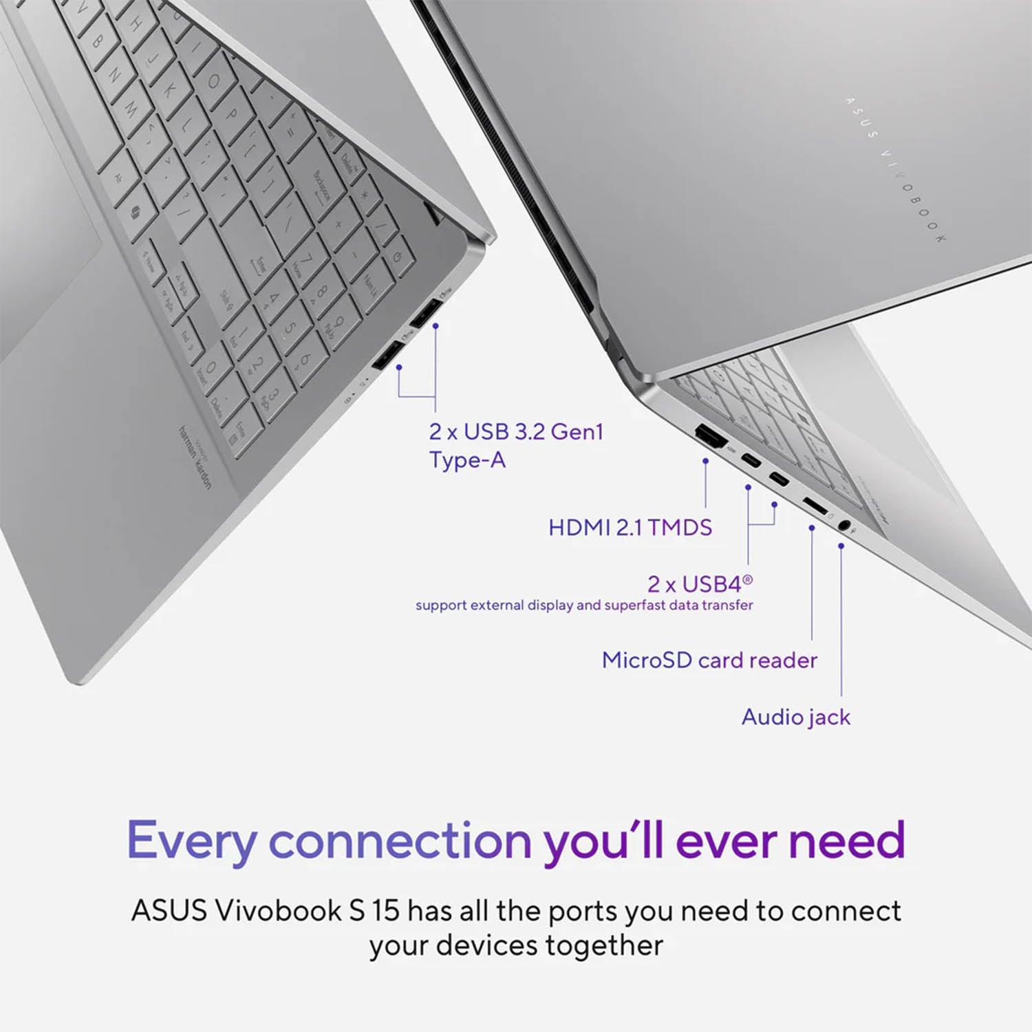 ASUS Vivobook S 15 OLED Snapdragon X Elite X1E 78 100, 32GB RAM, 1TB SSD, Qualcomm Adreno GPU, 15.6" OLED Display, Windows 11 Home, 1-Year Warranty