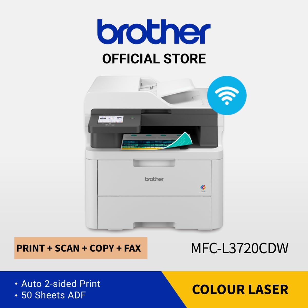 Brother Wireless All-in-One Printer, MFC-L3720CDW – Advanced LED Color Laser Print