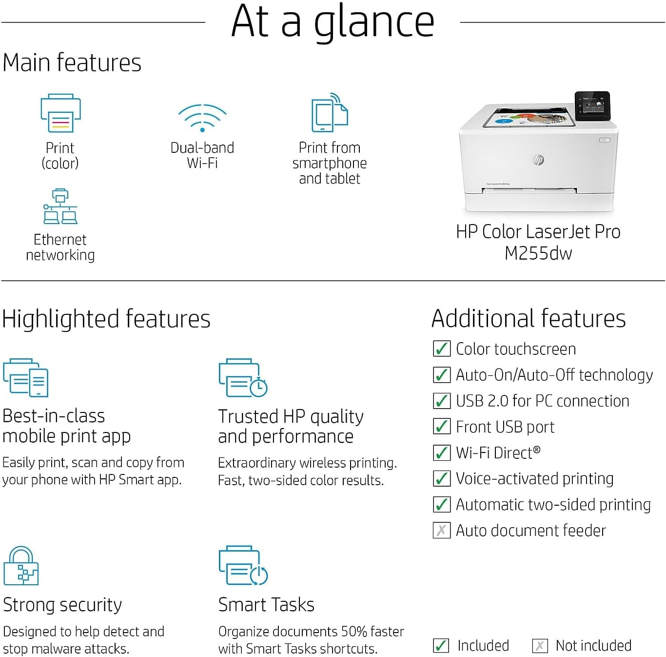 HP Color LaserJet Pro M255dw Wireless Laser Printer – Remote Mobile Print (7KW64A)