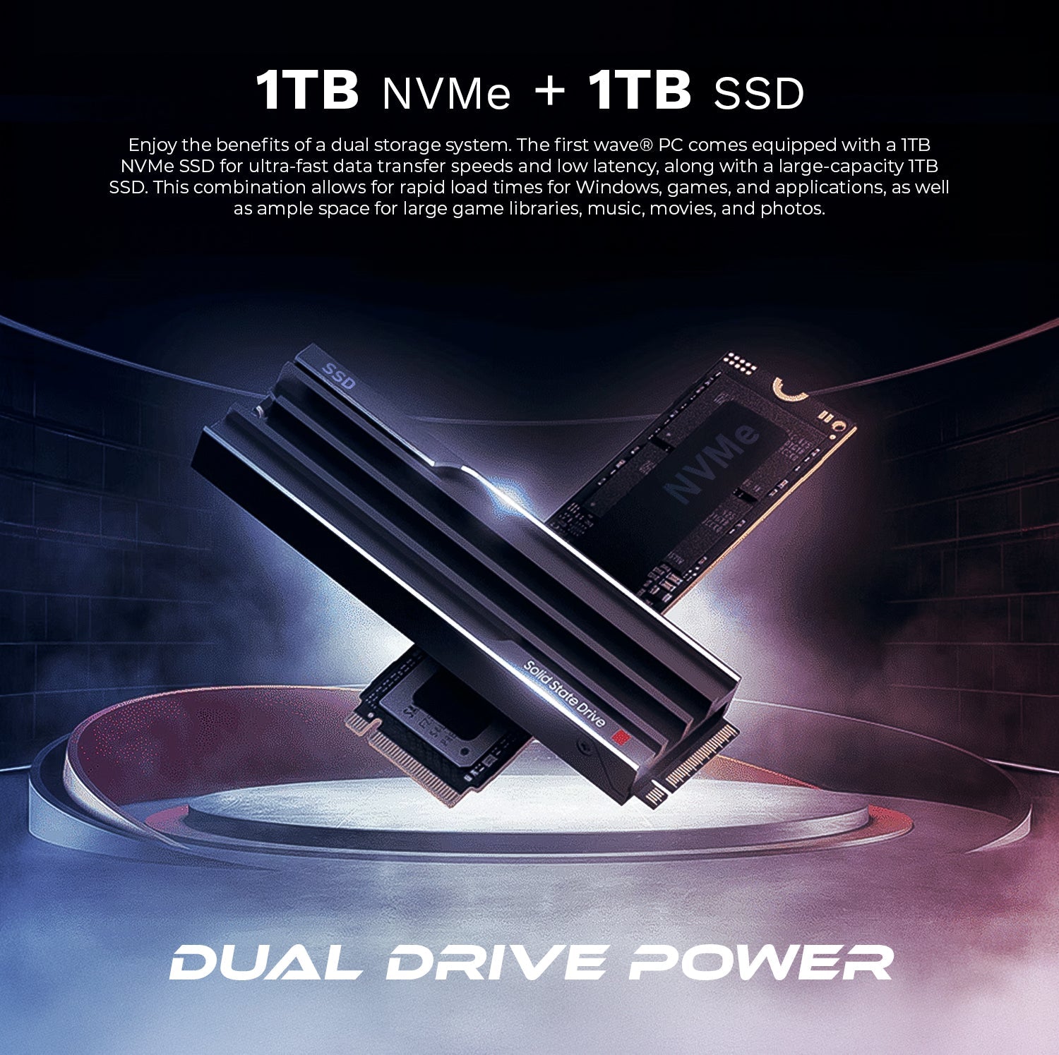 First Wave NeuroDrive Workstation PC – Content Creation Edition – Intel Ultra 7 265KF, RTX 5070 Graphics, DDR5 RAM, 2TB SSD (1TB NVMe + 1TB SATA), WiFi, Windows 11 Pro, 2 Years Warranty