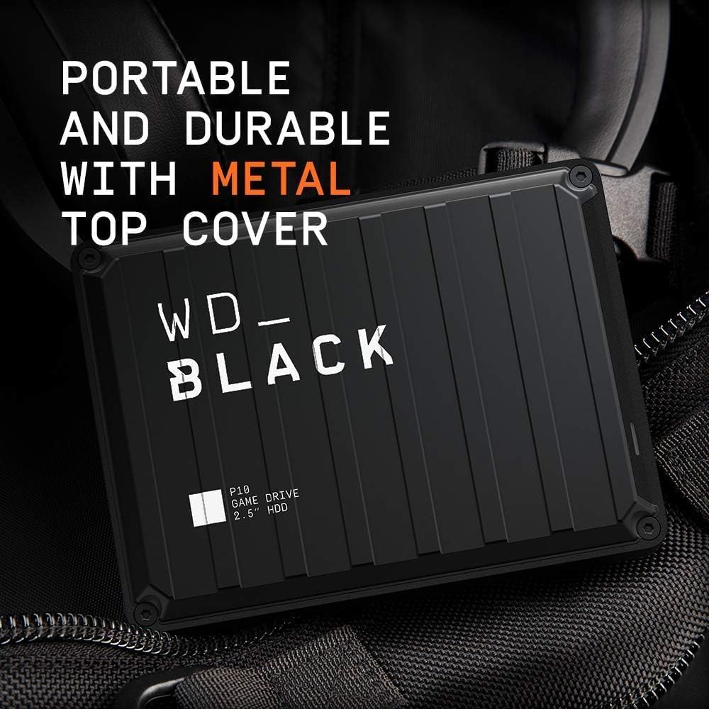 WD_Black 4TB P10 Gaming Hard Drive - Includes External HDD Pouch + 8GB Flash Drive, Compatible With PS5/PS4, Gaming Consoles, Xbox One, PC, Mac - 3 Years Warranty (WDBA3A0040BBK)