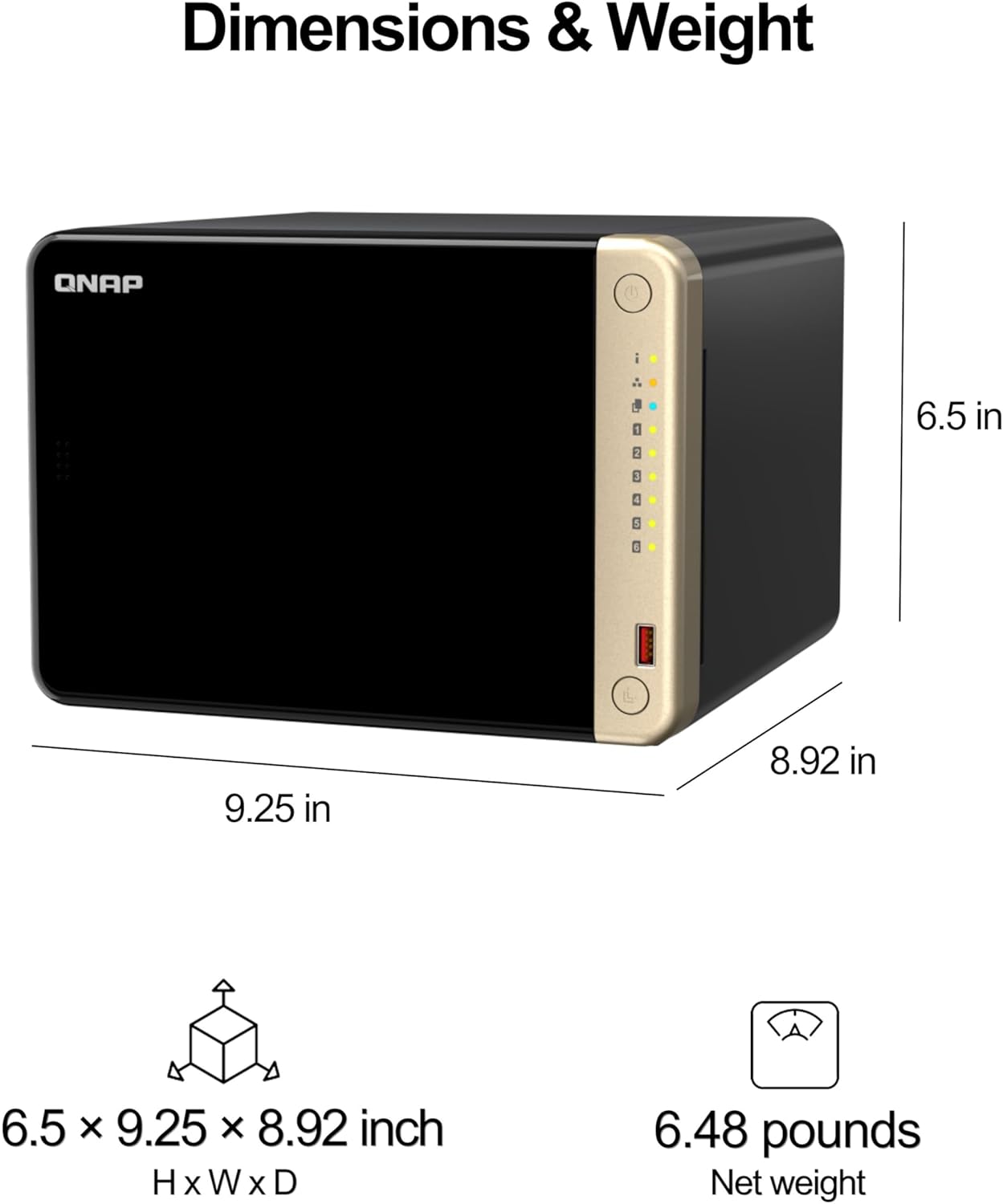 QNAP TS-664-8G-US (6-Bay) High-Performance Desktop NAS - Black