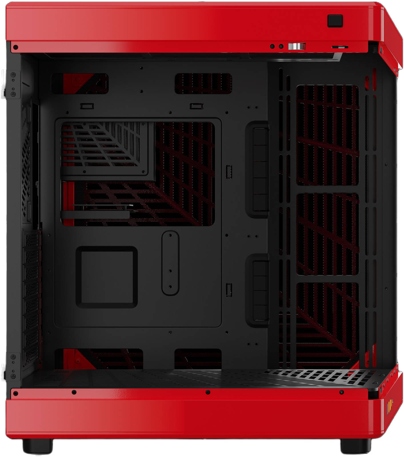 GAMDIAS NESO P1 Black/Red Tower Gaming Case – Tempered Glass, High Airflow, ATX/E-ATX Compatible