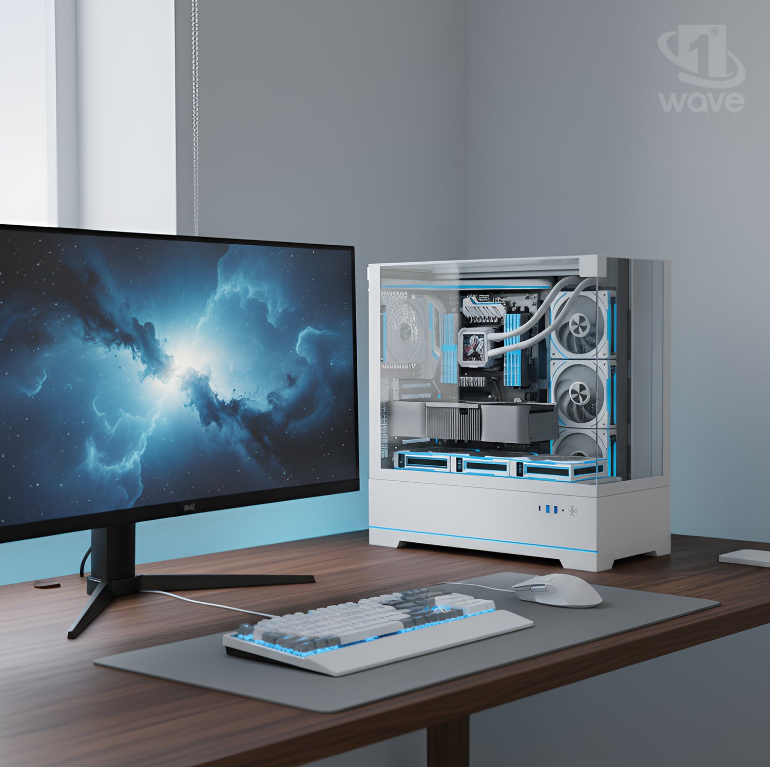 First Wave TechnoPulse Gaming PC – Intel Core Ultra 5 225F, RTX 5050 8GB, 16,32,64GB DDR5 6000MHz, 1TB NVMe Gen4 SSD + 1TB SATA SSD, 240mm Liquid Cooler, 750W Modular PSU, Black/White Gaming Case
