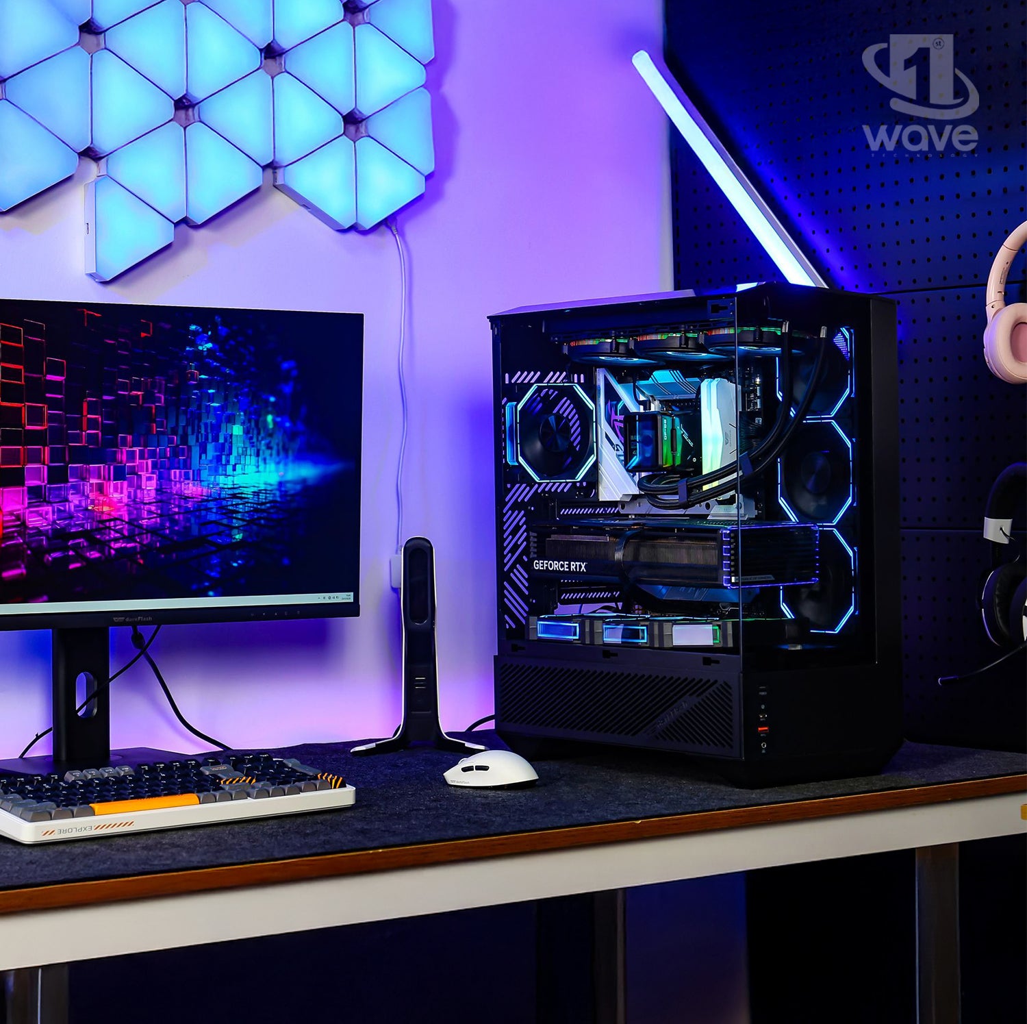 First Wave Shadowbite Gaming PC – Intel Core i9-14th Gen, RTX 5070 Ti 8GB, 16,32,64GB DDR5 6000MHz, 1TB NVMe Gen4 SSD + 1TB SATA SSD, 360mm Liquid Cooler, 850W Fully Modular PSU, Black/Red Tower Gaming Case
