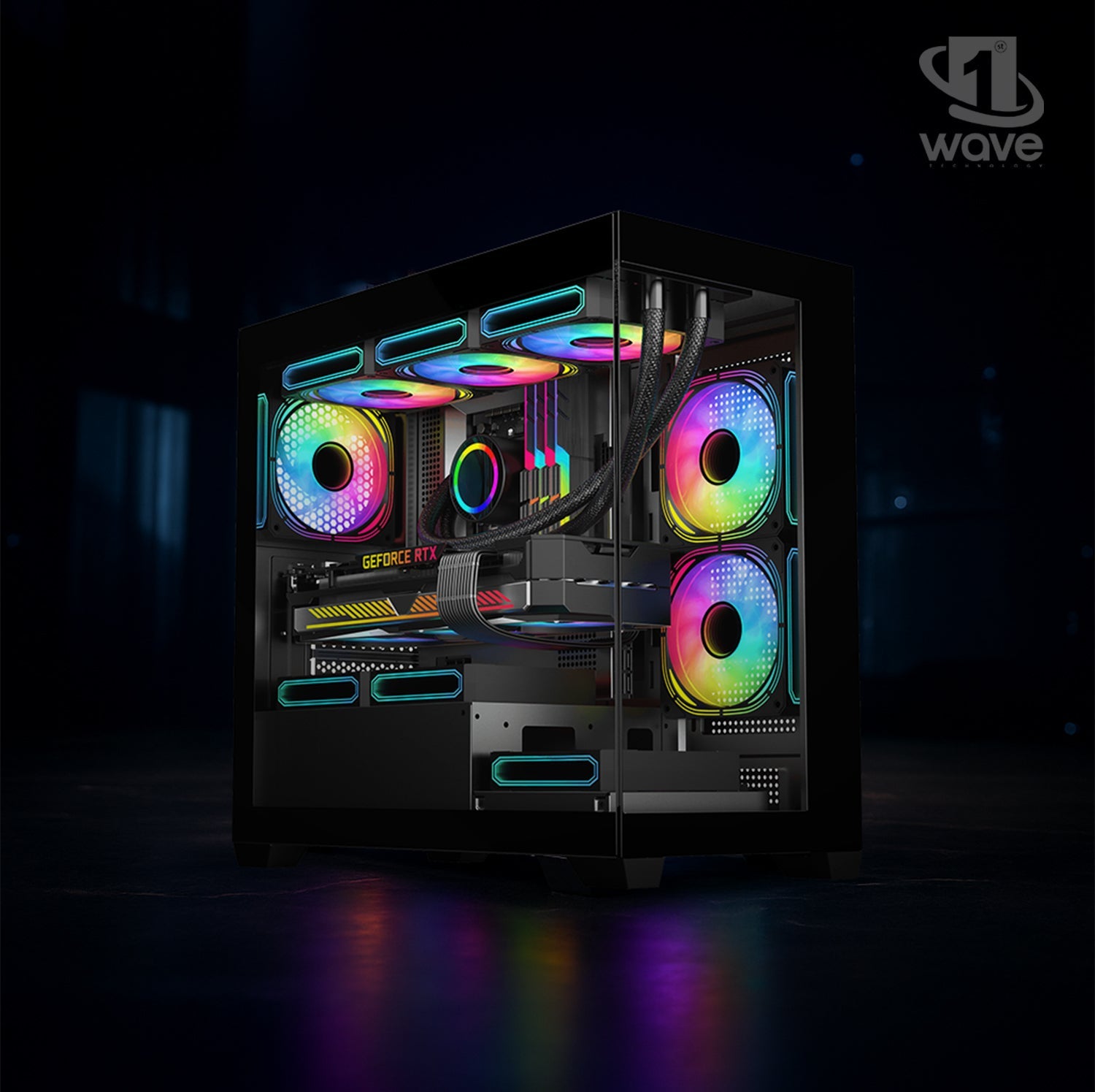 First Wave AeroRift Gaming PC – Intel Core Ultra 7 - 265KF, 16GB RTX 5060 Ti Graphics, DDR5 RGB RAM, 2TB SSD (1TB NVMe + 1TB SATA) , WiFi, ARGB Cooling, Windows 11 Pro, 2Y Warranty