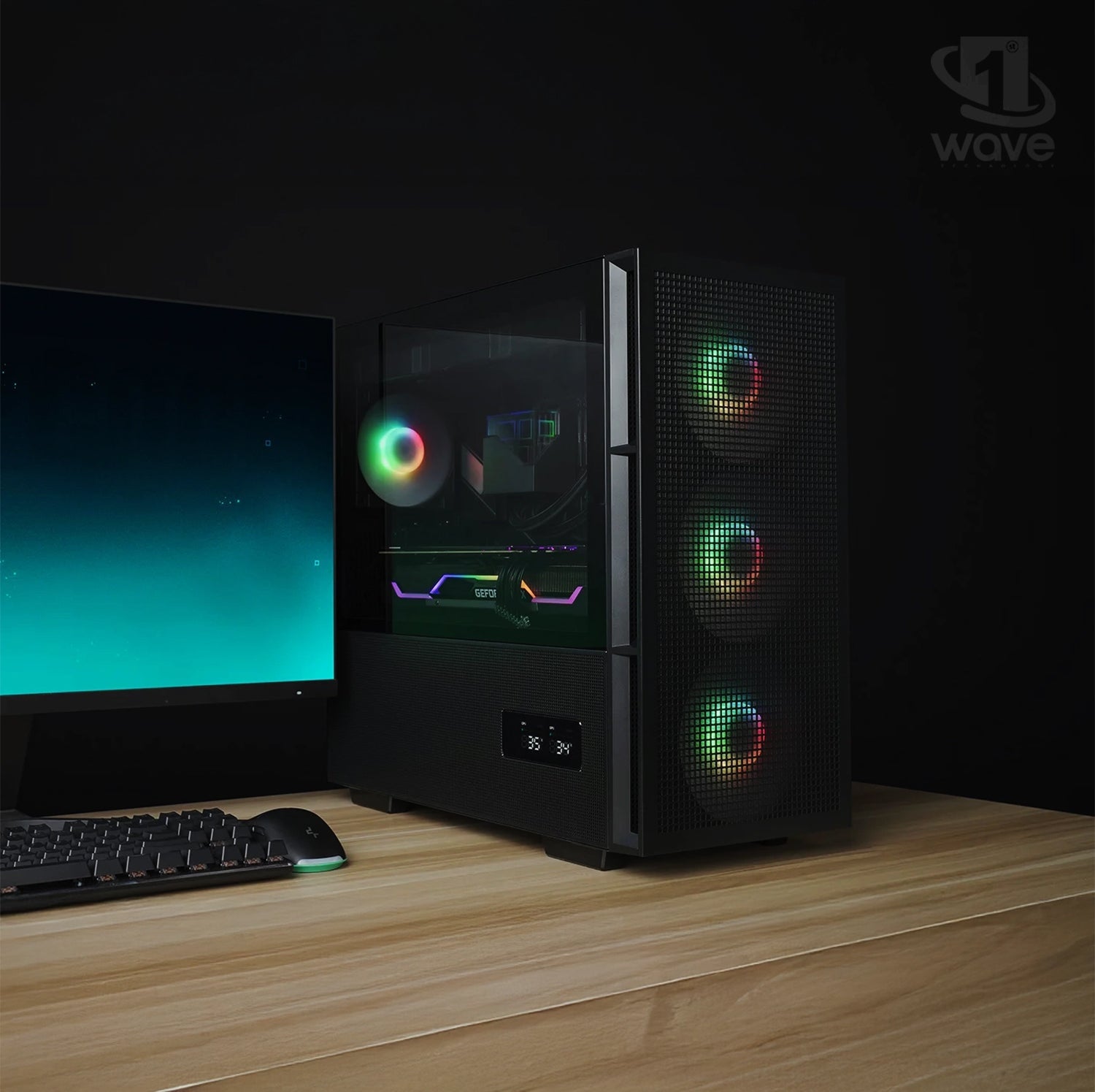 First Wave NightTitan Gaming PC – Intel Core Ultra 9 - 285K, 16GB RTX 5070 Ti Graphics,DDR5 RGB RAM, 1TB NVMe SSD, WiFi, ARGB Cooling, Windows 11 Pro, 2Y Warranty