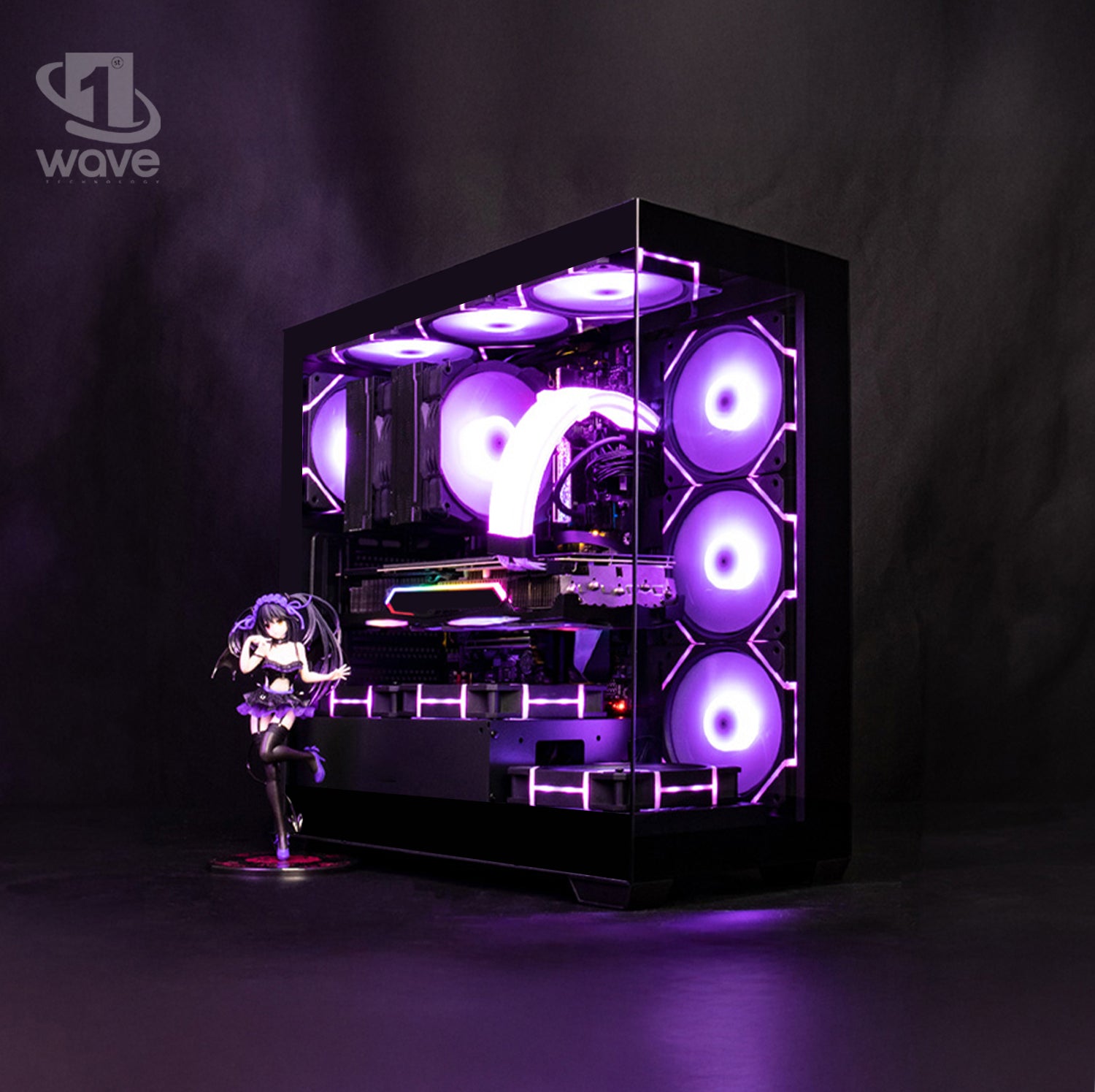 First Wave Stormcore-X Gaming PC, Ryzen™ 7 9800X3D, RTX™ 5070 12GB, 16,32,64GB DDR5 6000MHz RGB, 1TB NVMe Gen4 + 1TB SSD, 750W PSU, 360mm Liquid Cooling, WiFi, ATX Case