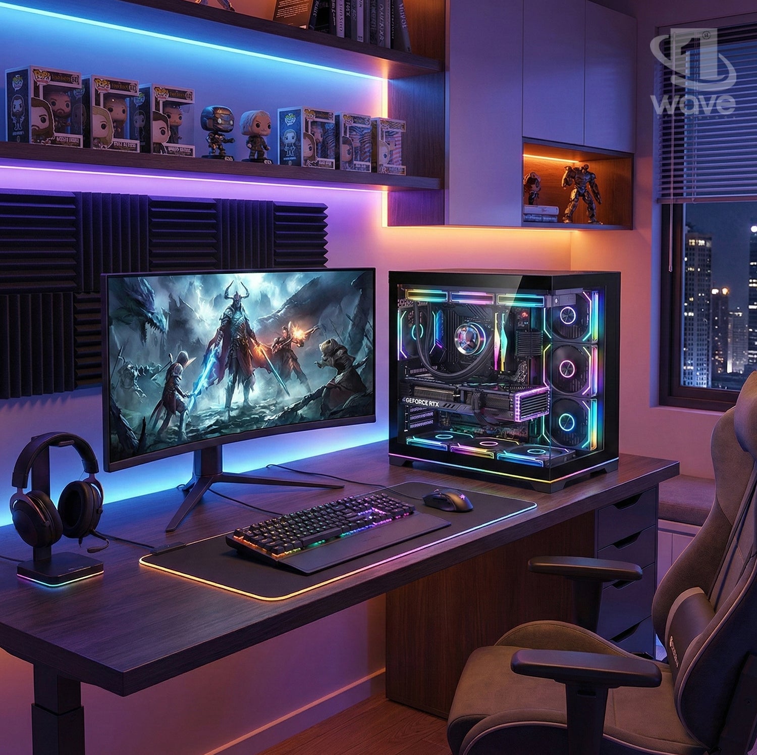 First Wave Rampage-X Gaming PC – AMD Ryzen 9 9900X, 16,32,64GB DDR5, 12GB RTX 5070, 1TB NVMe SSD, 360mm Liquid Cooling, High-Performance RGB Gaming Rig