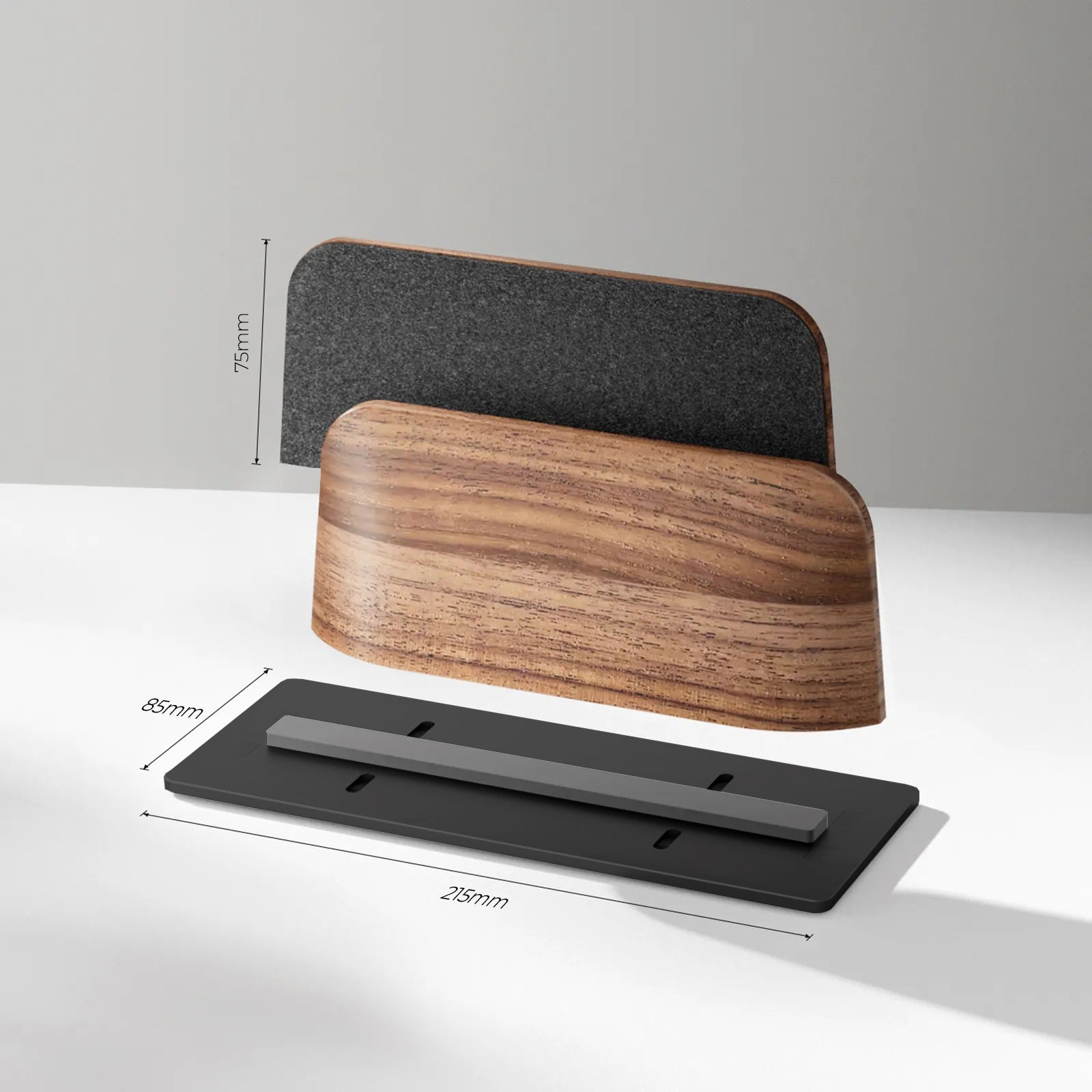 First Wave Vertical Laptop Stand – Premium Black Walnut Wood Dock for MacBook, MacBook Pro & All Laptops 13/14/15/15.6/17 inches – Space-Saving Wooden Laptop Holder for Desk Organization & Cooling