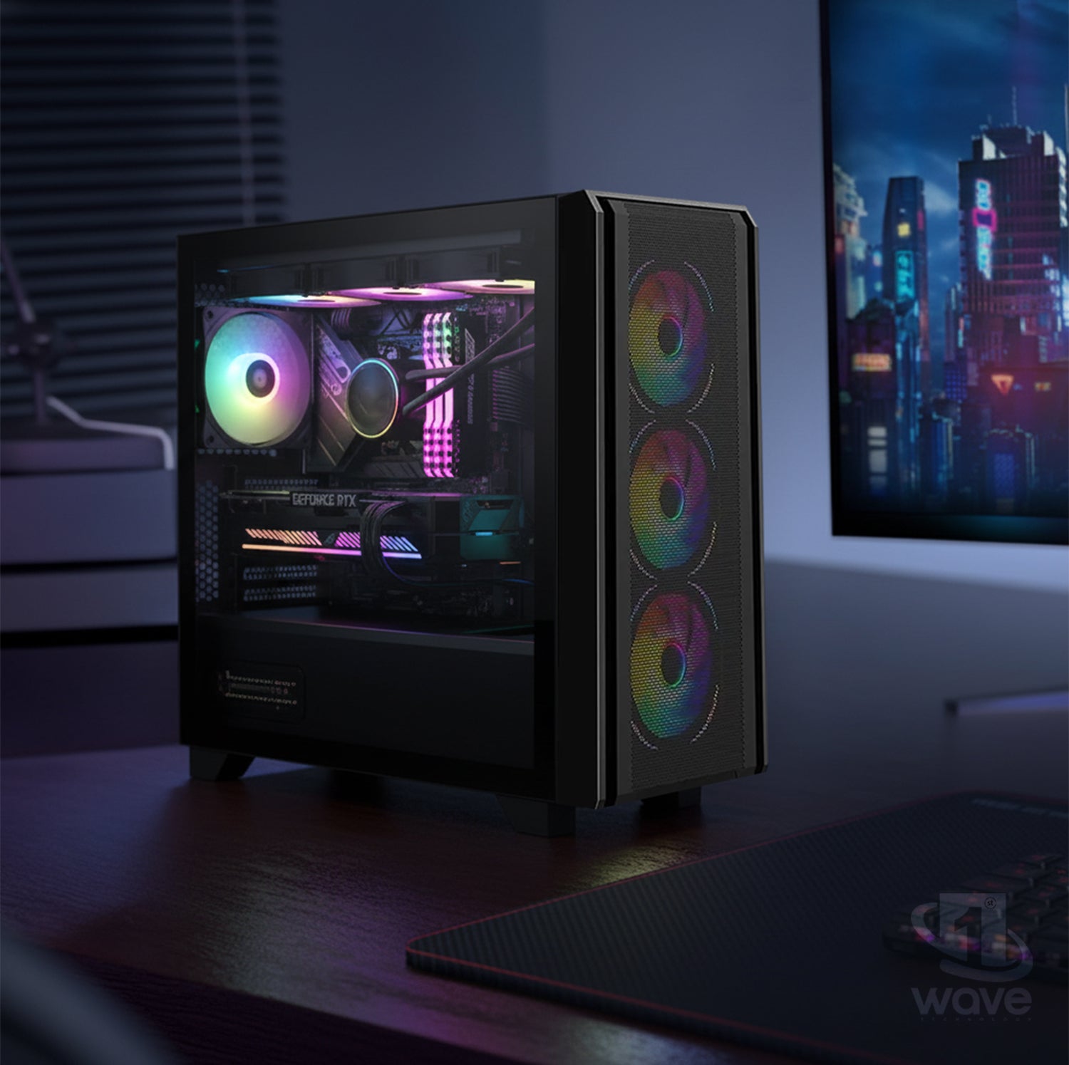 First Wave Havoc Gaming PC – Intel Core i7 14th Gen, RTX 5060 8GB, 16,32,64GB DDR5 6000MHz, 1TB NVMe Gen4 SSD + 1TB SATA SSD, 240mm Liquid Cooler, 750W Modular PSU, Black/White Gaming Case