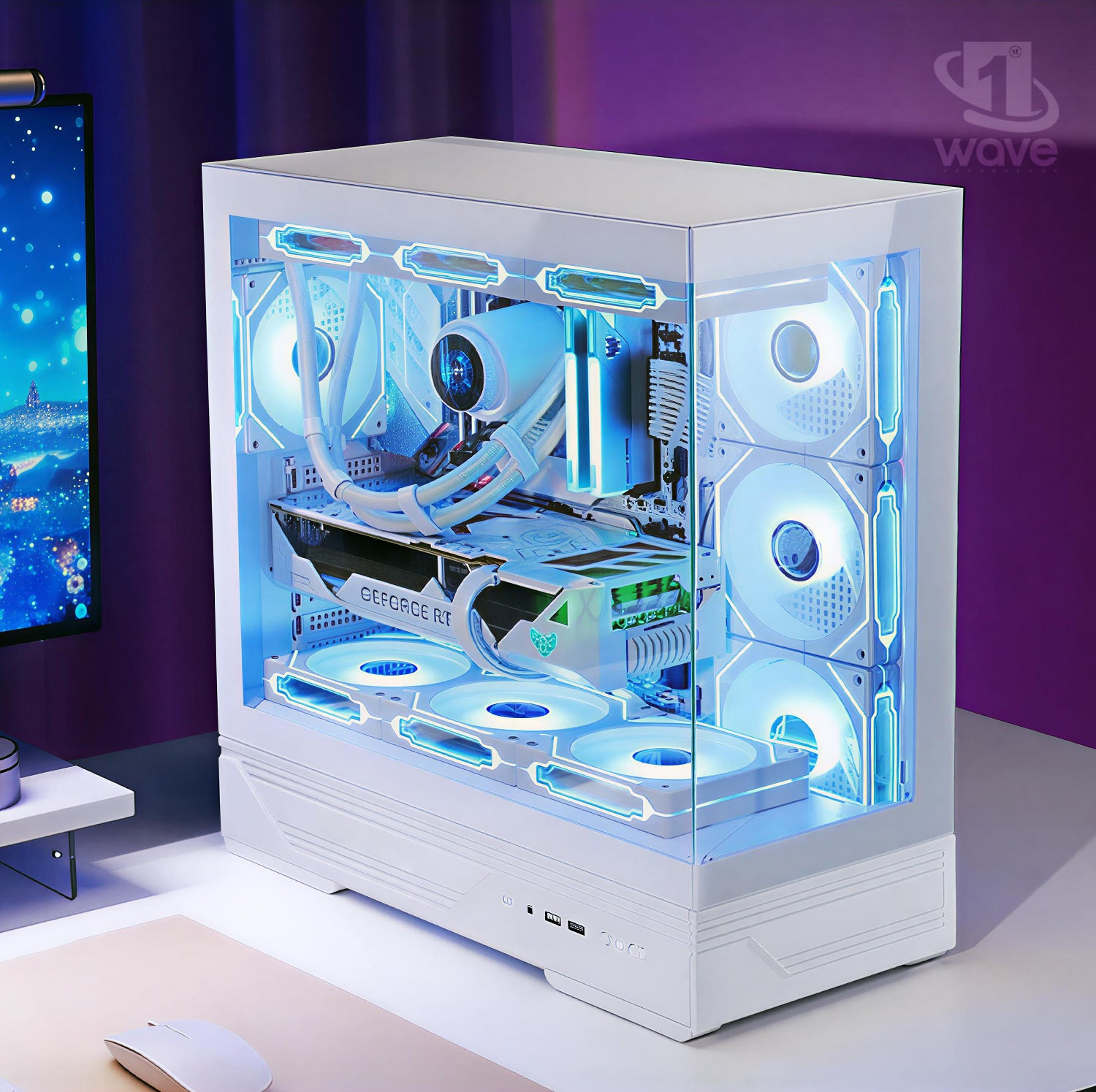 First Wave Warcry Gaming PC – Intel Core i9-14th Gen, RTX 5070 Ti 8GB, 16,32,64GB DDR5 6000MHz, 1TB NVMe Gen4 SSD, 360mm Liquid Cooler, Fully Modular PSU, Black/White Gaming Case