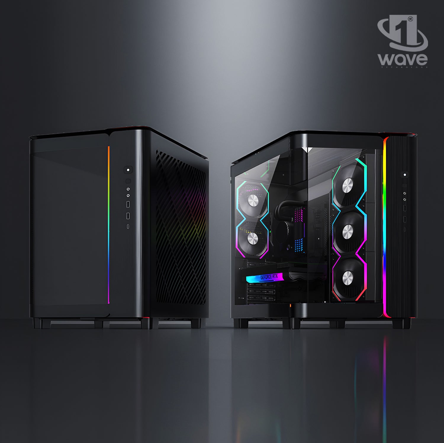 First Wave Shadow Protocol Gaming PC – Intel Core Ultra 9 285K, RTX 5070 12GB, 16,32,64GB DDR5 6000MHz, 1TB NVMe Gen4 SSD, 360mm Liquid Cooler, 850W Modular PSU, Black ATX Gaming Case