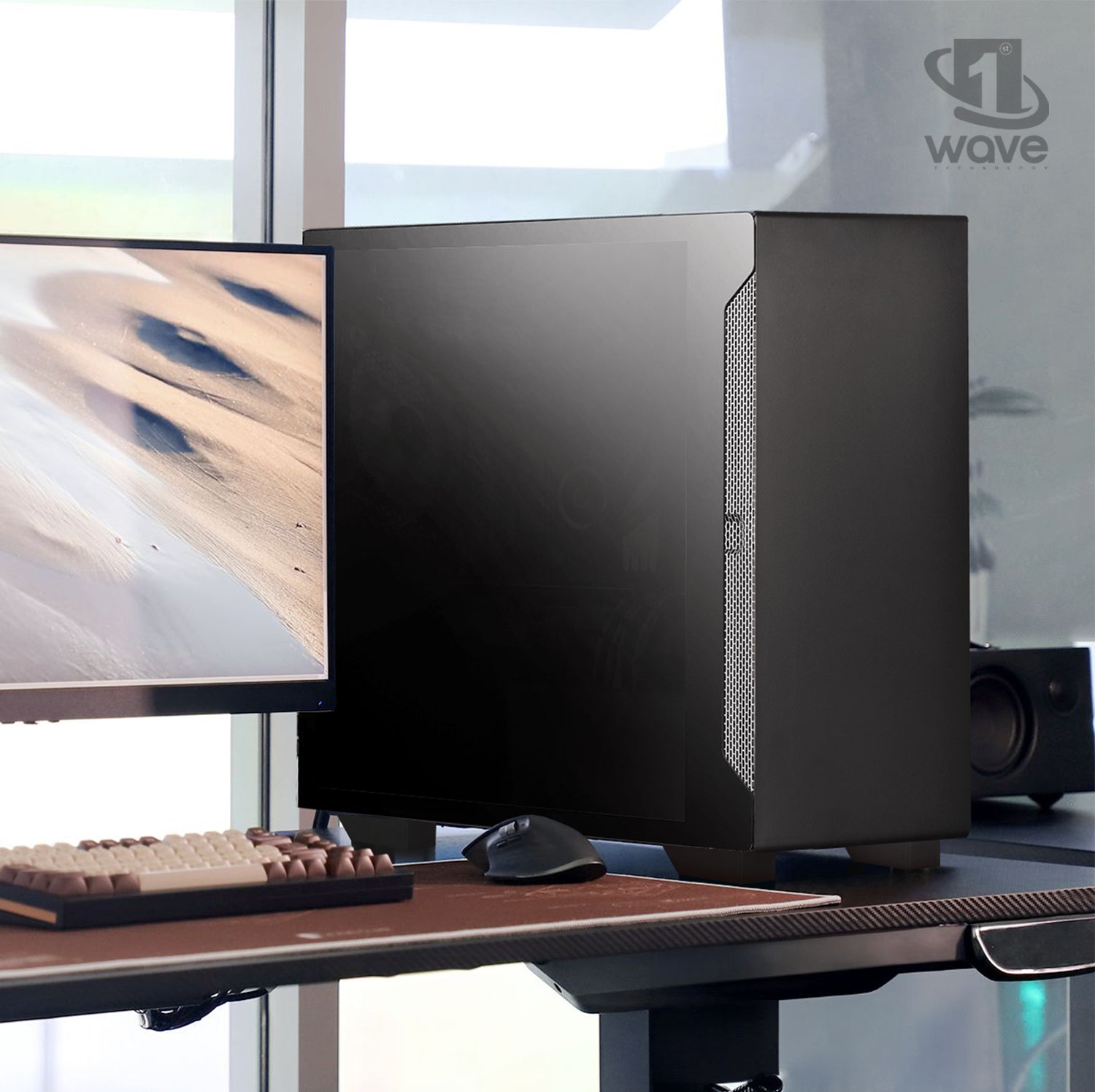 First Wave OmniTask Business Desktop PC – AMD Ryzen 5 5600G | DDR5 RAM | 1TB NVMe SSD + 1TB SATA SSD | WiFi | Windows 11 Pro | 3–Year Warranty | Include MS Office, Keyboard & Mouse