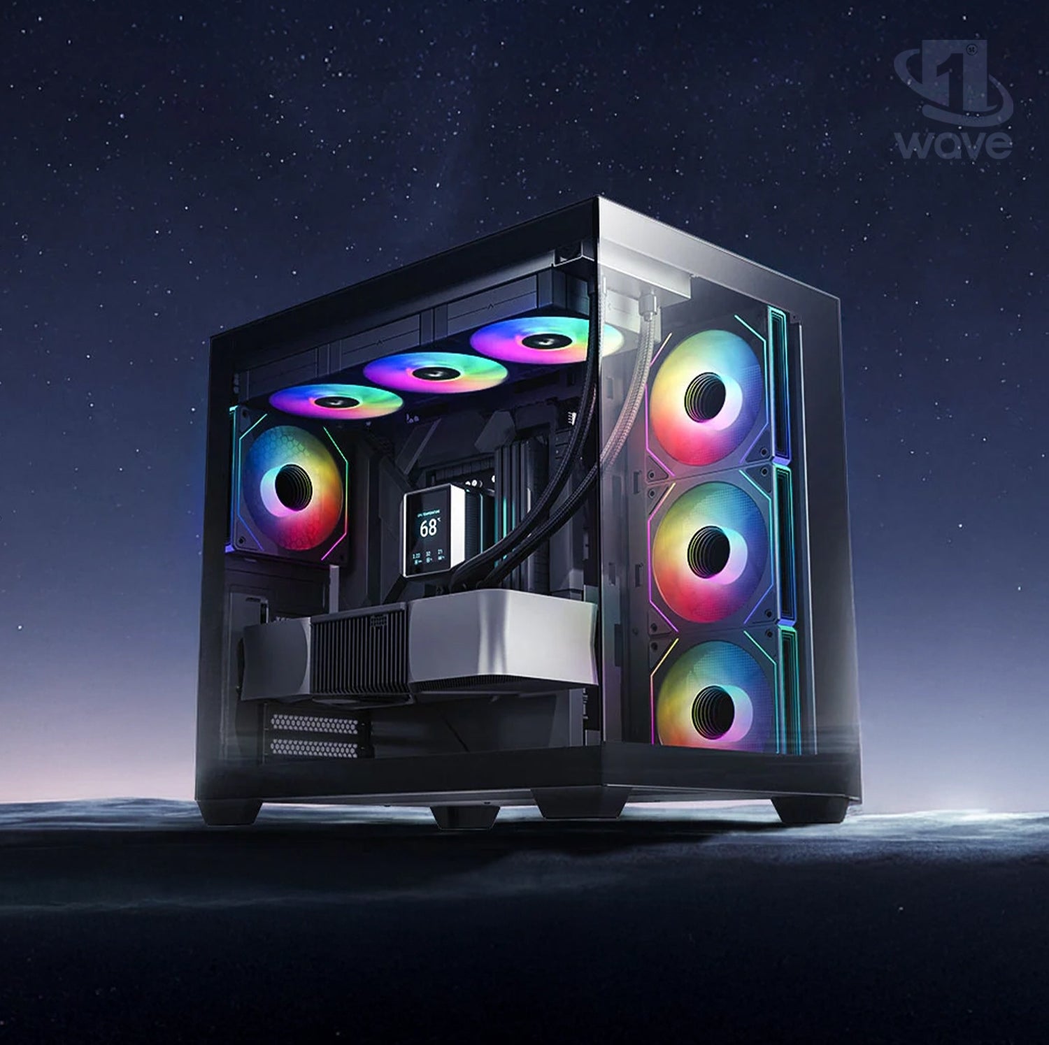 First Wave ZeroGravity Gaming PC – 13th Gen Intel i9-13900KF, 16GB RTX 5070Ti Graphics, DDR5 RGB RAM, 1TB NVMe SSD, WiFi, ARGB Liquid Cooling, Win11 Pro, 2Y Warranty