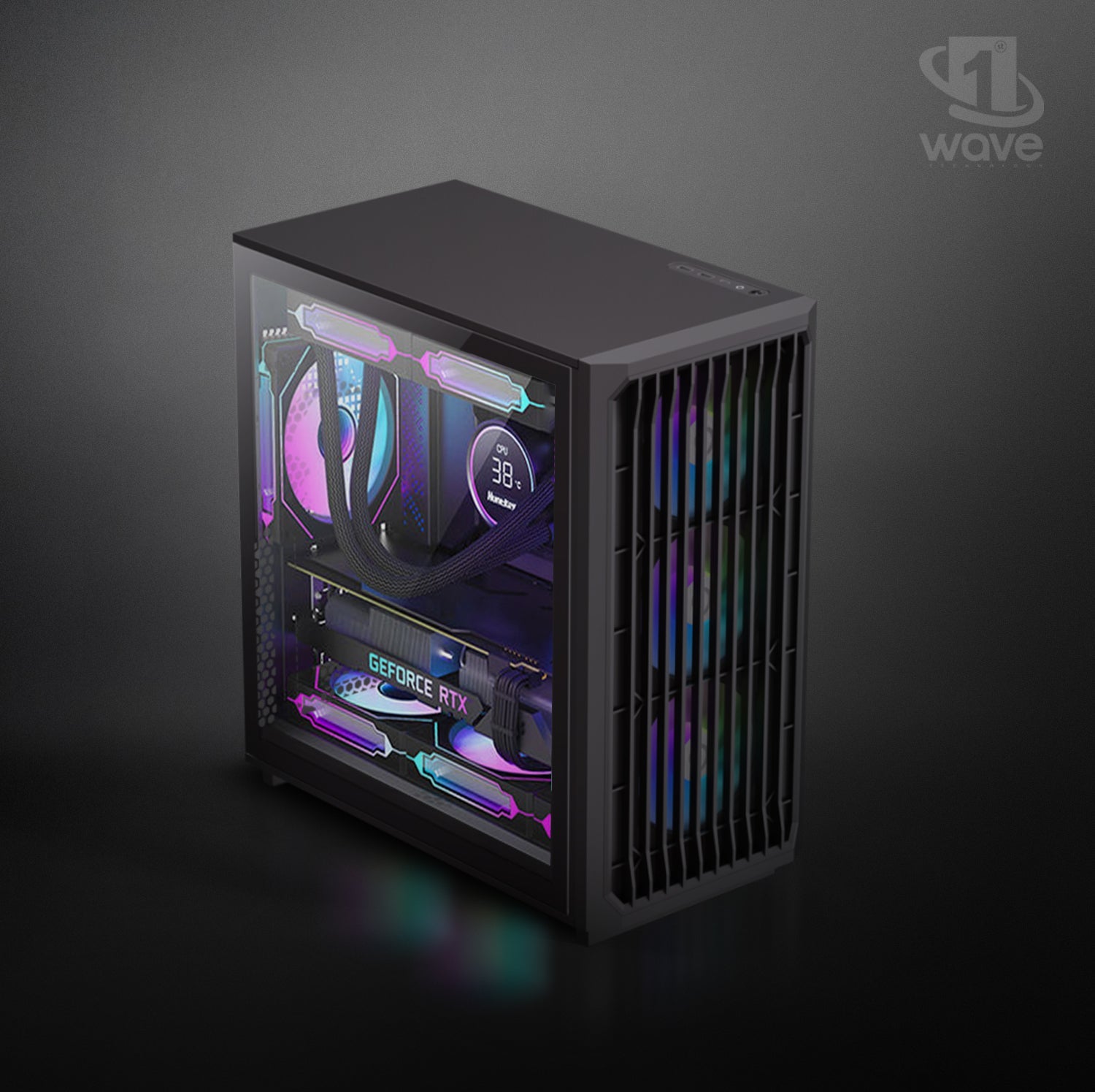 First Wave ShadowWood Gaming PC – Intel Core Ultra 5 - 225F, 8GB RTX 5050 Graphics, DDR5 RGB RAM, 1TB NVMe SSD, WiFi, ARGB Cooling, Windows 11 Pro, 2Y Warranty