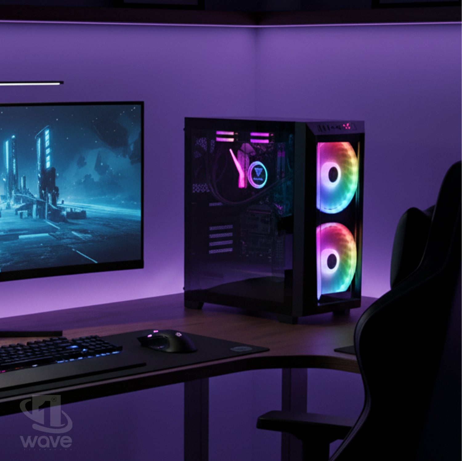 First Wave Synthwave Gaming PC – Intel Core Ultra 5 245KF, RTX 5060 8GB, 16,32,64GB DDR5 6000MHz, 1TB NVMe Gen4 SSD, 240mm Liquid Cooler, 750W Modular PSU, Mid Tower Gaming Case