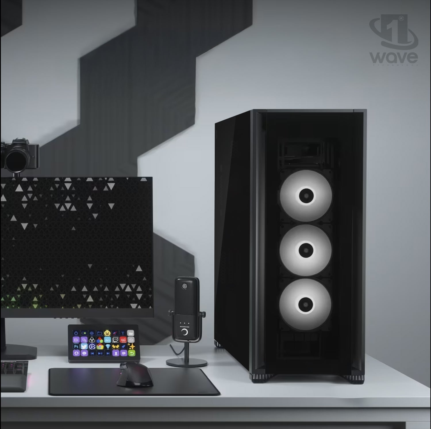 First Wave SwiftFire Workstation PC – 3D Design & Animation Edition – AMD Ryzen 9-9900X, RTX 5080 16GB Graphics, DDR5 RAM, 2TB SSD (1TB NVMe+1TB SATA), WiFi, Windows 11 Pro, 2Y Warranty