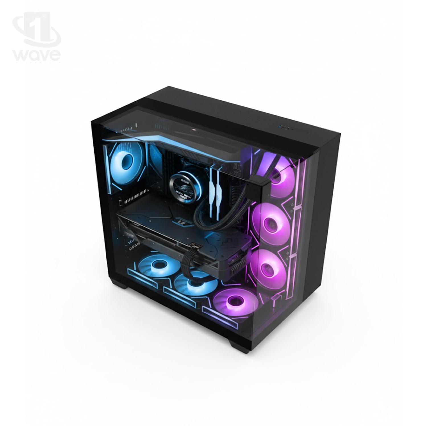 First Wave Pulsehammer Gaming PC – Ryzen 5 7600X Desktop, RTX 5060 Ti   GPU, 16,32,64,B DDR5 6000MT/s RAM, 1TB NVMe SSD + 1TB SATA SSD, 240mm Liquid Cooler, 750W Modular PSU, Three-Sided Tempered Glass ARGB Case