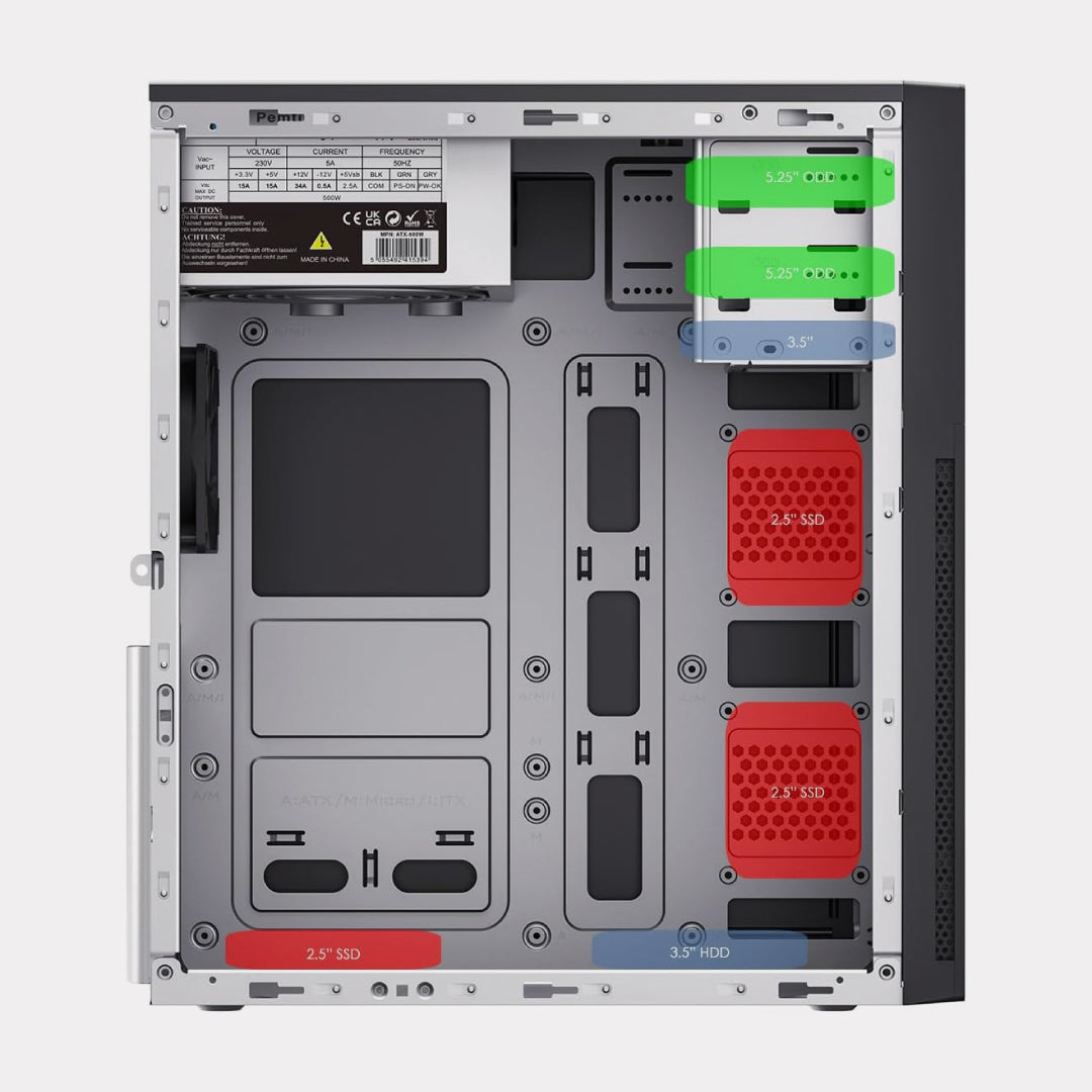 First Wave Optiview Business Desktop PC – Intel® Core™ i3-12100 Processor, DDR5 RAM, 512GB NVMe M.2 SSD, WiFi, ARGB Cooling, Windows 11 Pro, 2-Year Warranty, High-Performance Office Desktop