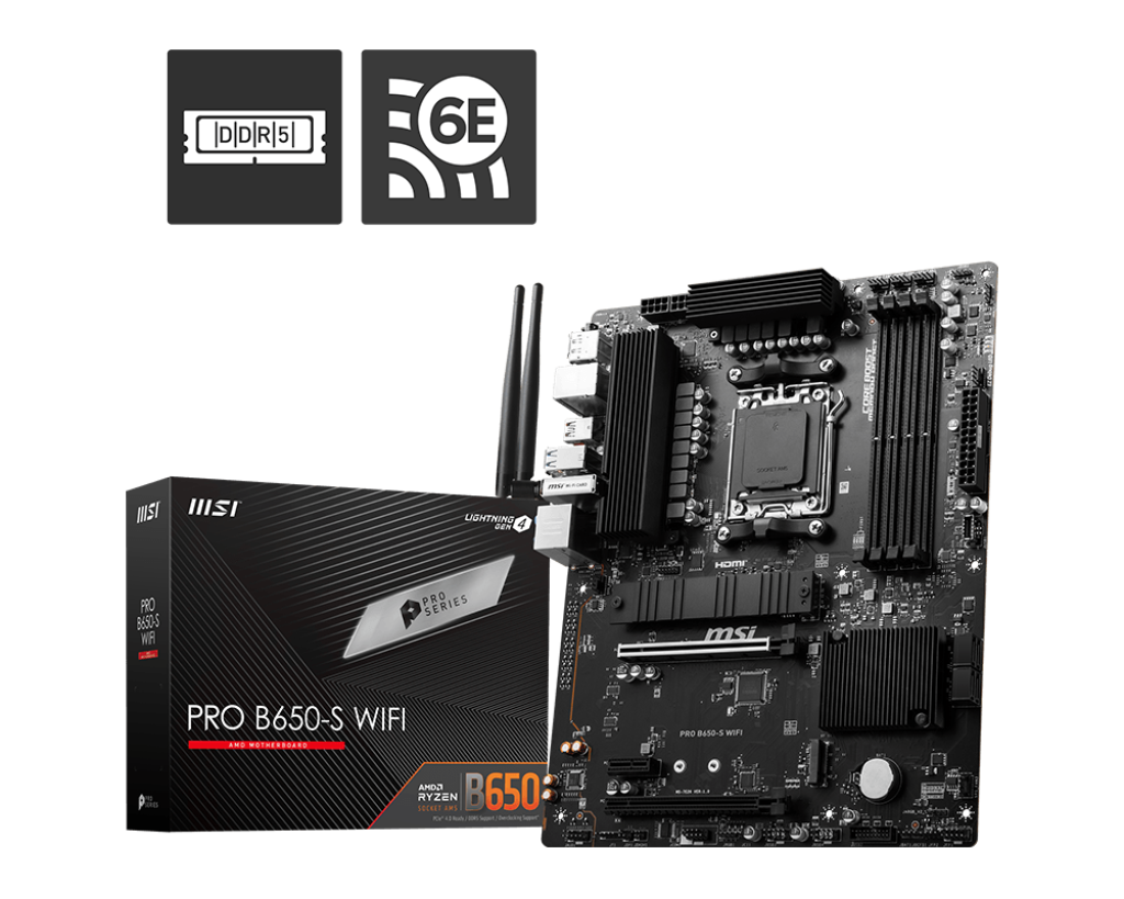 MSI PRO B650-S WiFi Motherboard – AM5 Socket, DDR5 Support, High-Performance WiFi-Enabled ATX Motherboard