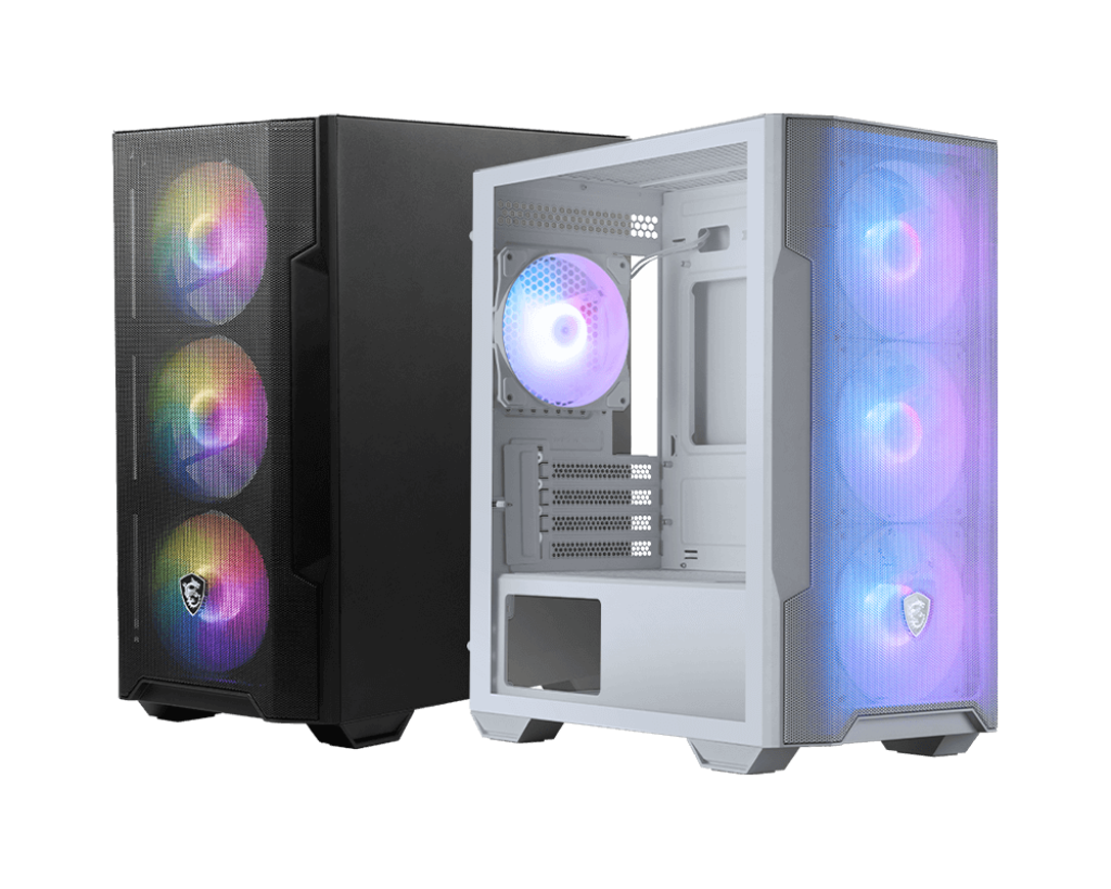 MSI MAG Forge M100R Micro ATX Tower Case – White, Tempered Glass, ARGB Ready, Compact & Stylish