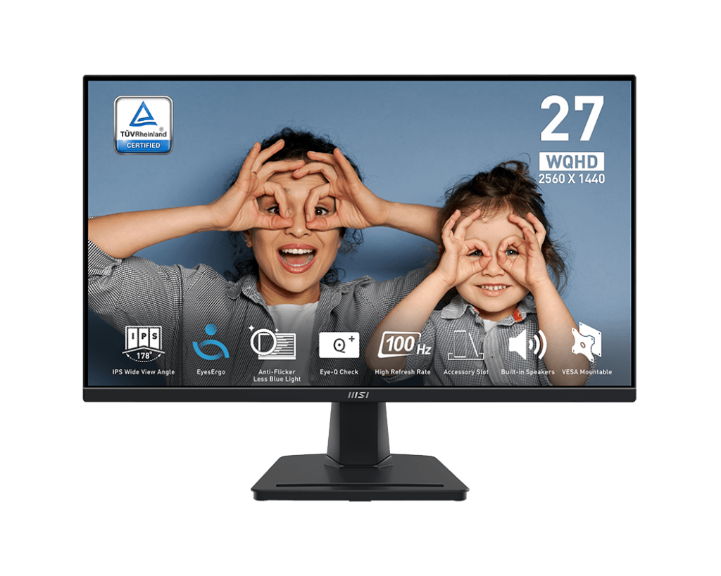 MSI Pro MP275Q 27" WQHD IPS Monitor – 100Hz Refresh Rate, 1ms Response, Crisp Professional Display for Work & Gaming