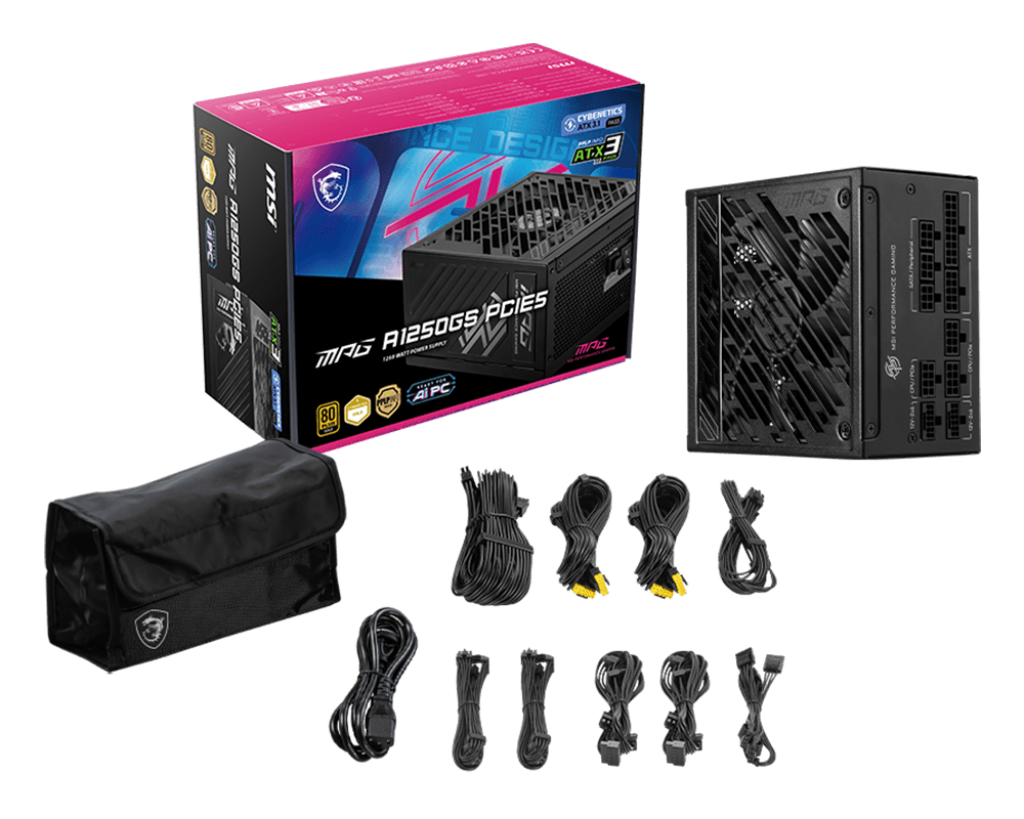 MSI MPG A1250GS 1250W Modular PSU – PCIe 5.0, 80 Plus Gold Certified, High-Efficiency Power Supply for Gaming & Workstations