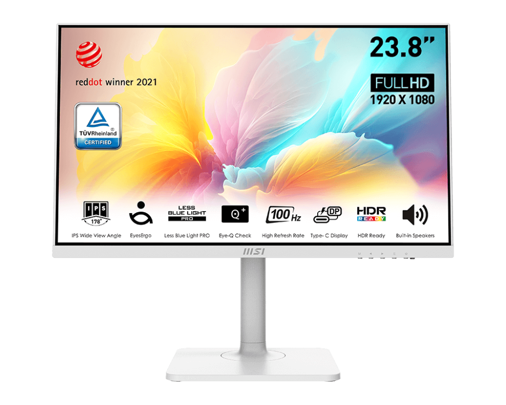 MSI PRO MD2412PW 24" Full HD IPS Monitor – 100Hz Refresh Rate, 1ms Response, White Sleek Design for Work & Gaming