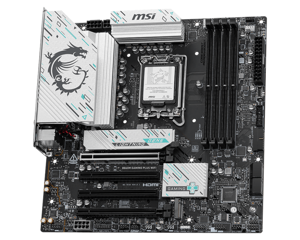 MSI B860M Gaming Plus WiFi Motherboard – LGA 1851 Socket, DDR5, mATX Gaming-Ready Motherboard with WiFi
