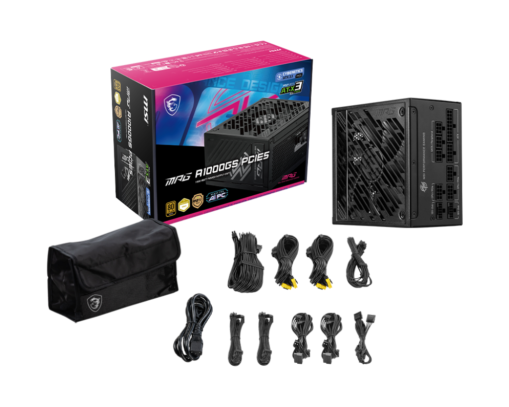 MSI MPG A1000GS 1000W ATX 3.1 Power Supply – PCIe 5.1, 80 Plus Gold Certified, High-Efficiency Gaming PSU